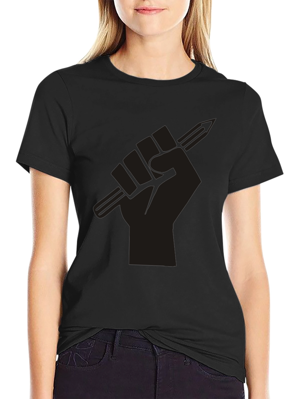 Black Power Fist Pencil Graphic T-Shirt