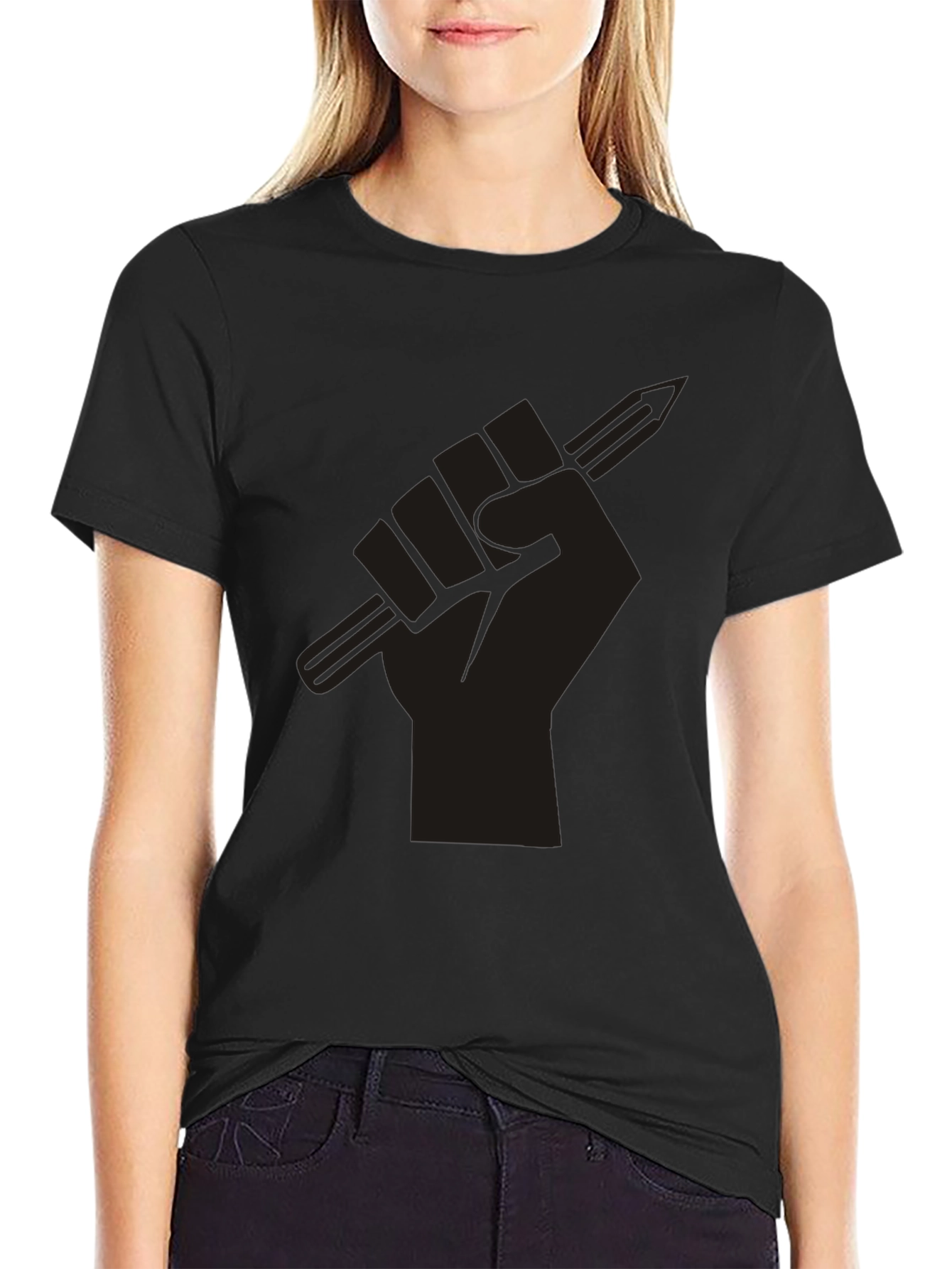 Black Power Fist Pencil Graphic T-Shirt