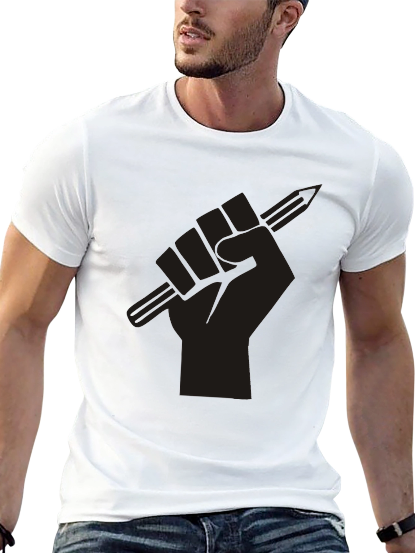 Black Power Fist Pencil Graphic T-Shirt