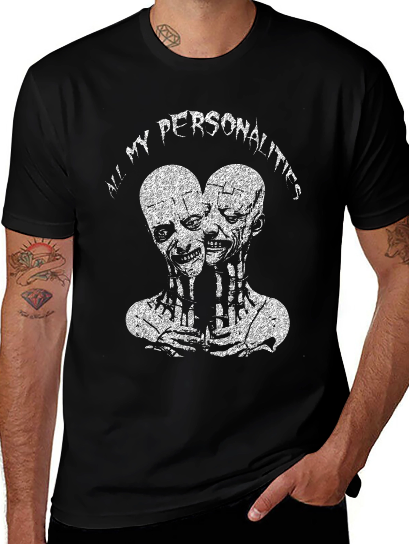 All My Personalities Graphic Tee - Black Cotton T-Shirt