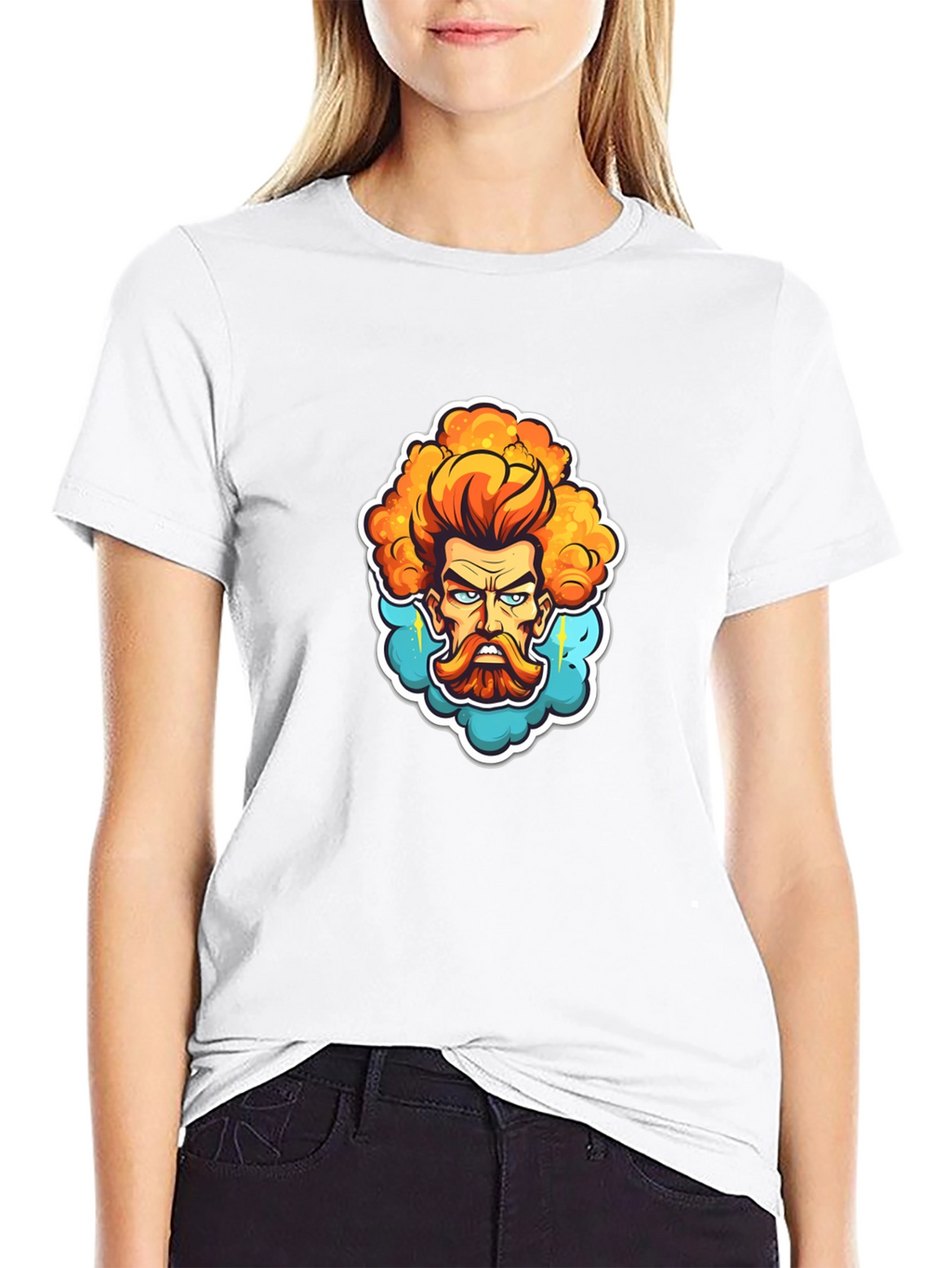 Cartoon Zeus Graphic Black T-Shirt