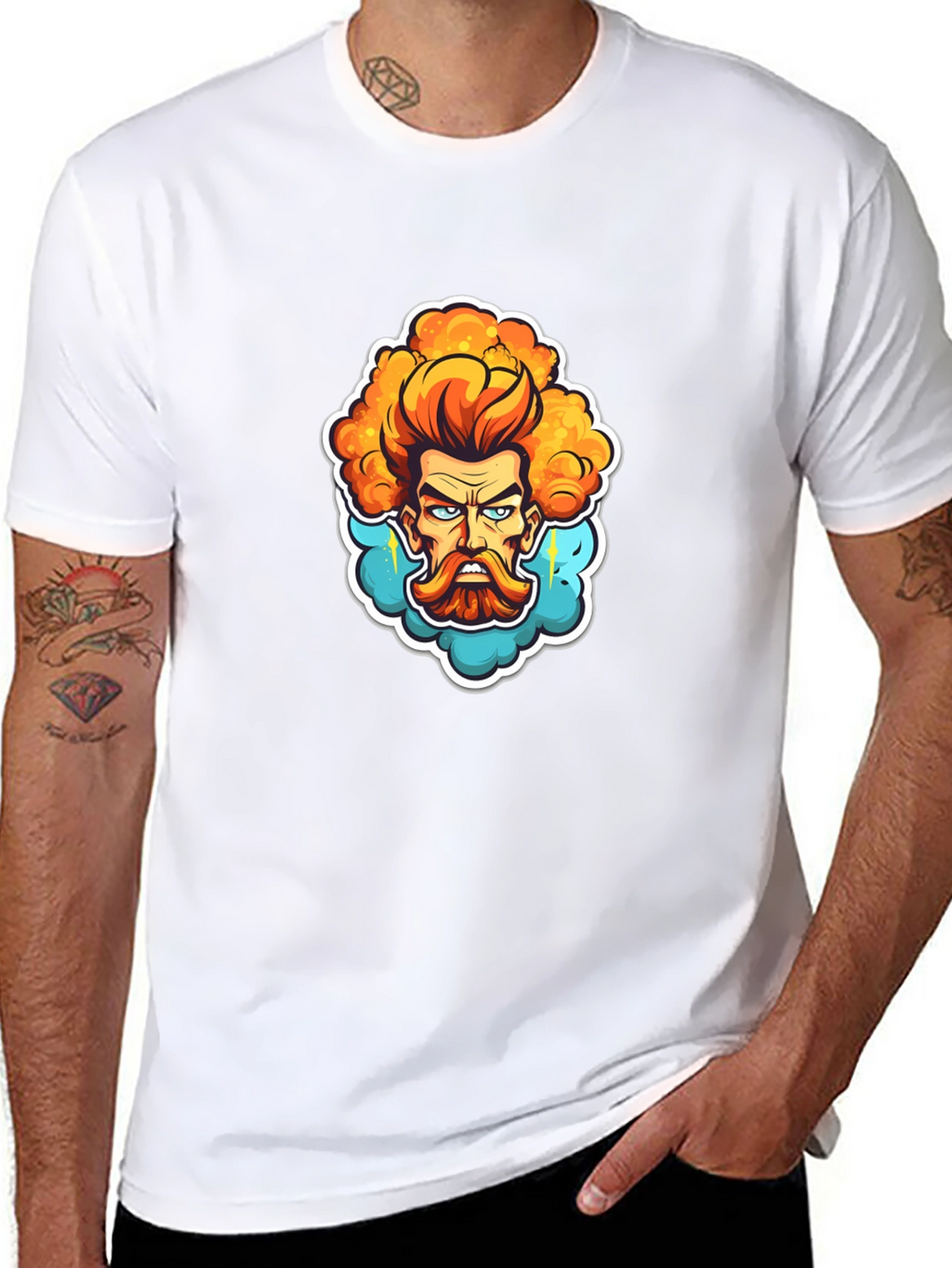 Cartoon Zeus Graphic Black T-Shirt