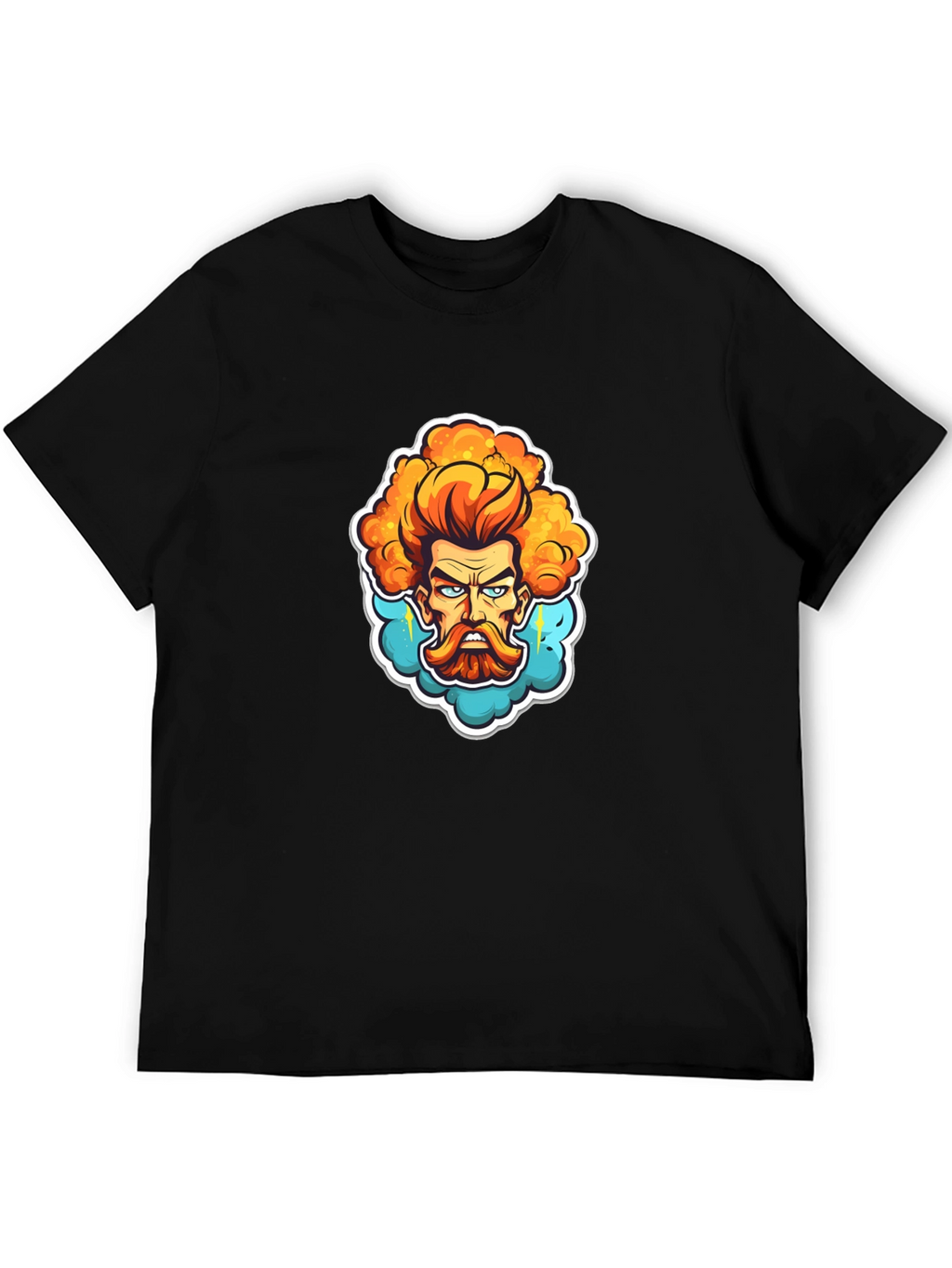 Cartoon Zeus Graphic Black T-Shirt