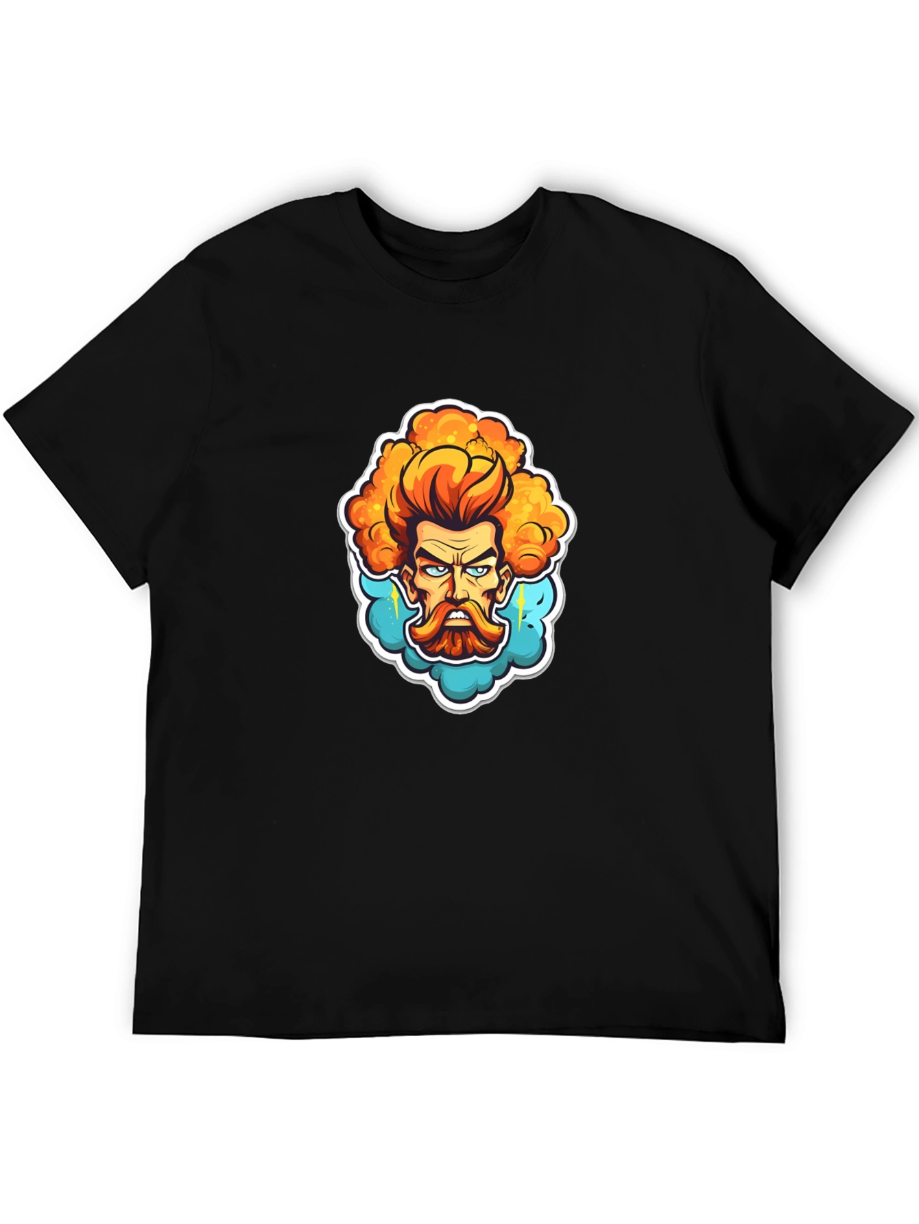 Cartoon Zeus Graphic Black T-Shirt