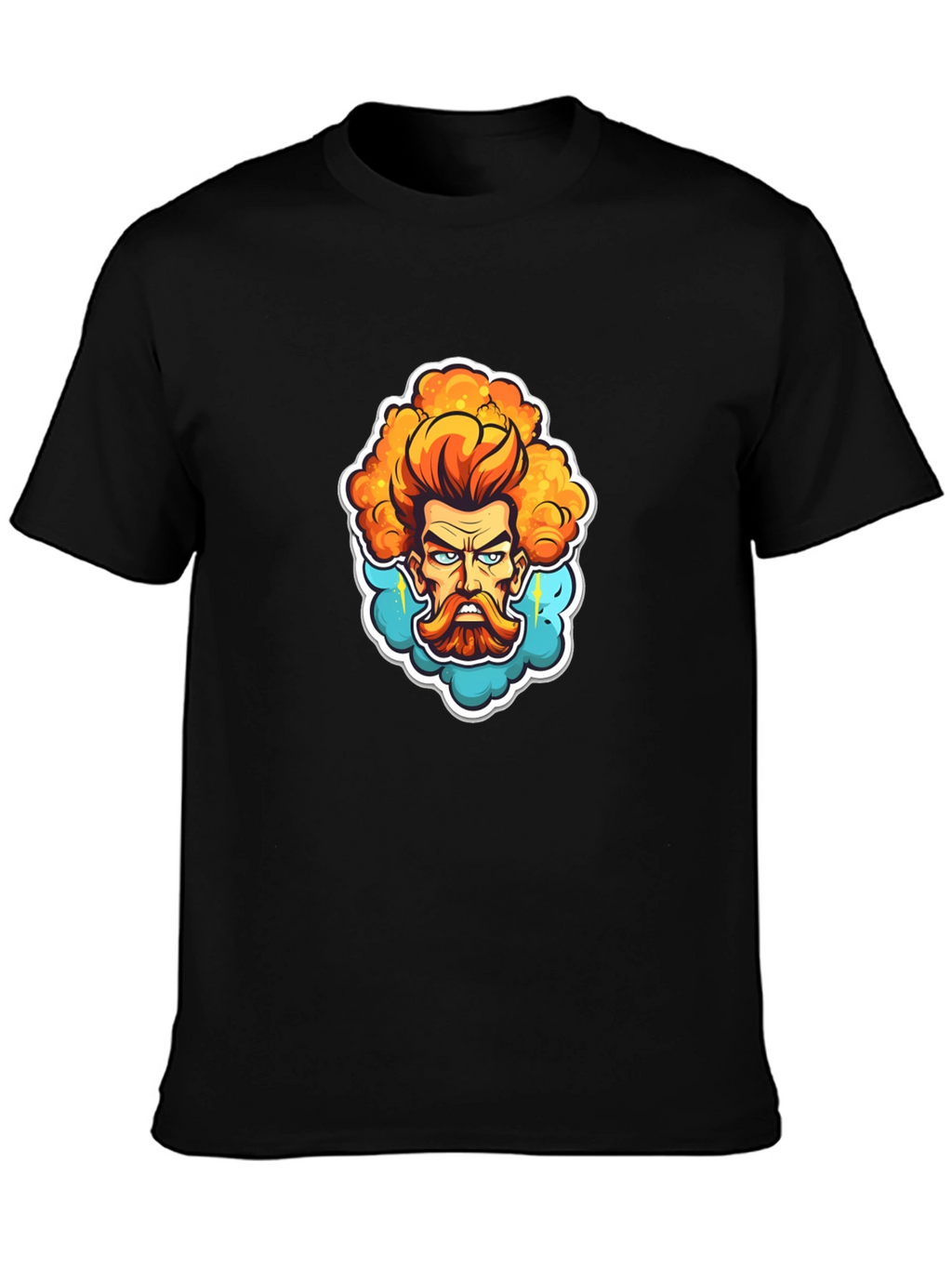 Cartoon Zeus Graphic Black T-Shirt
