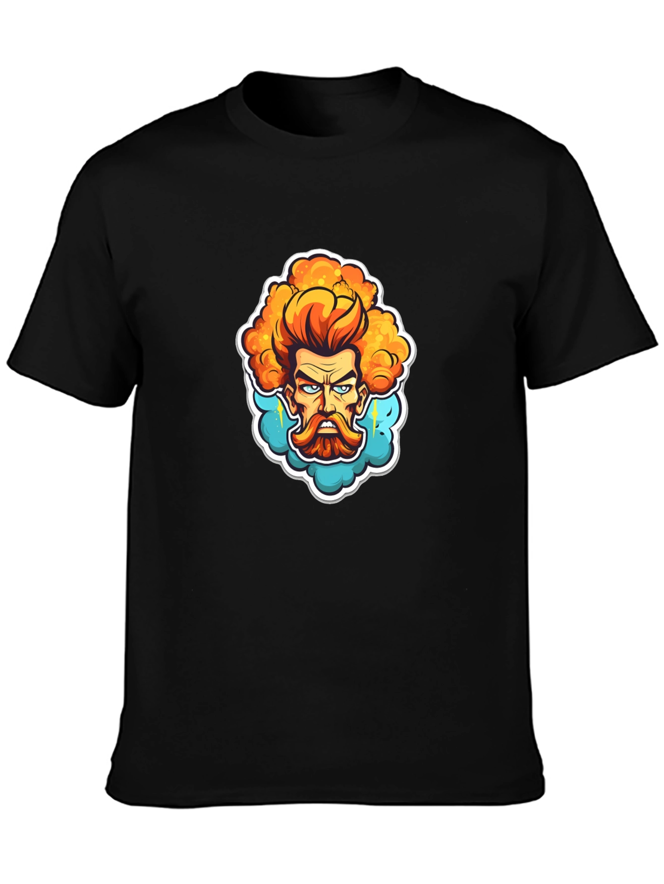 Cartoon Zeus Graphic Black T-Shirt