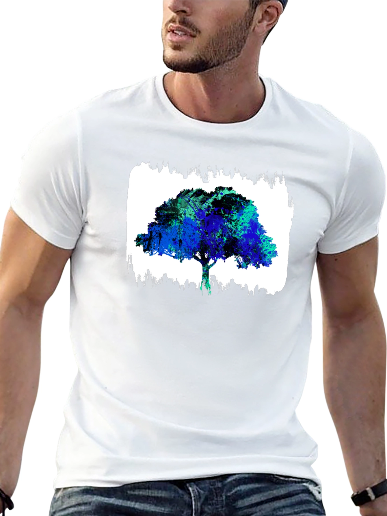 Abstract Tree Graphic Black T-Shirt