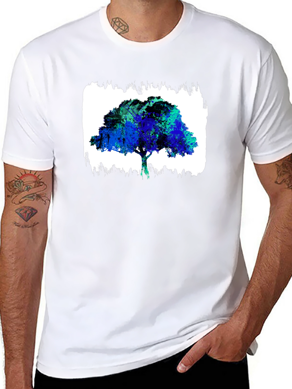 Abstract Tree Graphic Black T-Shirt