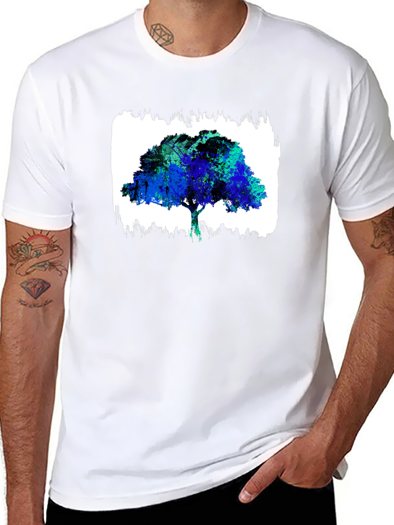 Abstract Tree Graphic Black T-Shirt