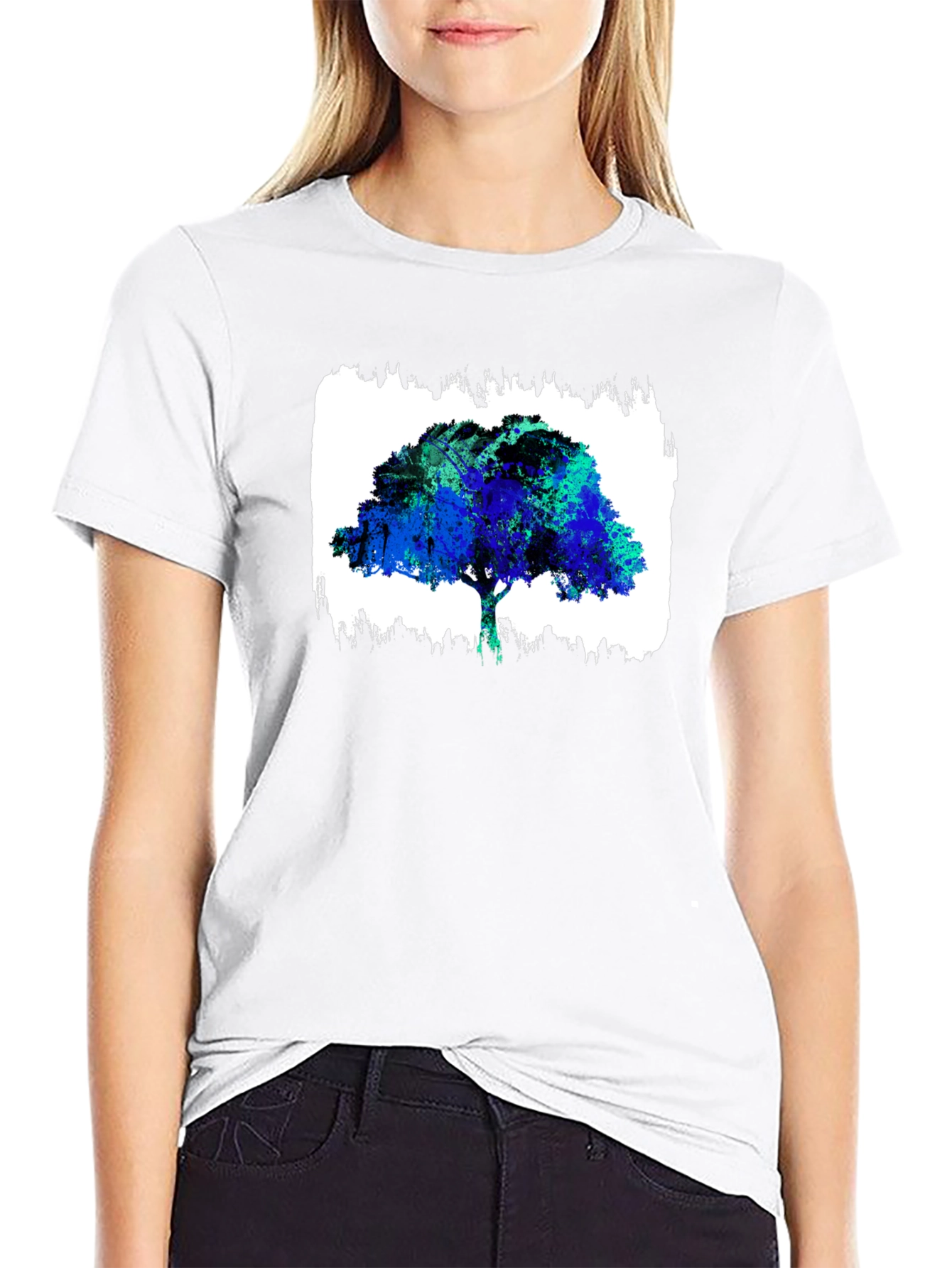 Abstract Tree Graphic Black T-Shirt