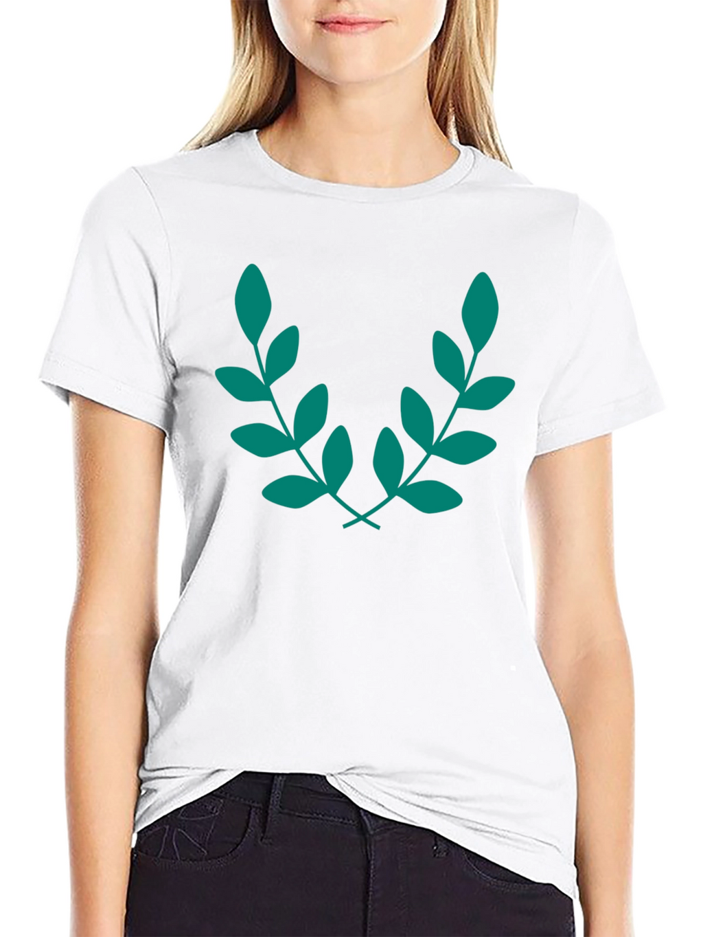 Elegant Leaf Branch Black T-Shirt