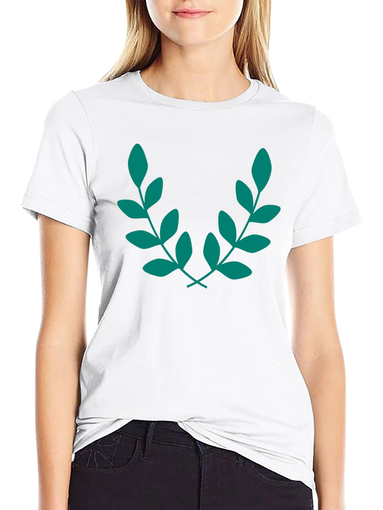 Elegant Leaf Branch Black T-Shirt