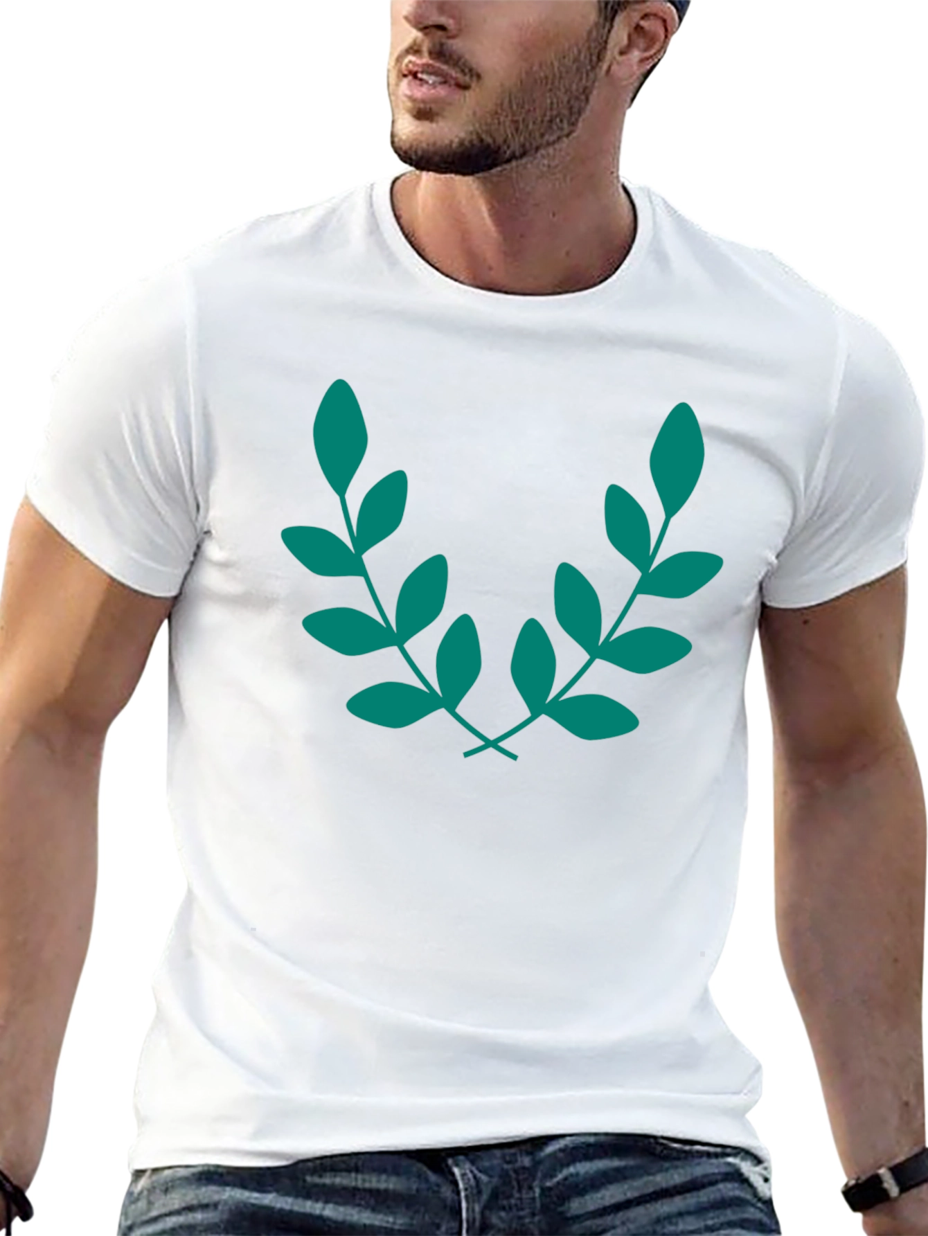 Elegant Leaf Branch Black T-Shirt
