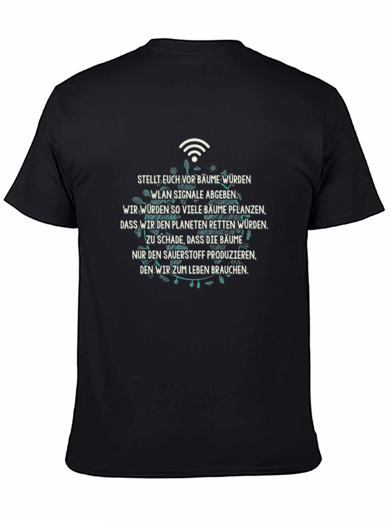 Eco-Friendly Tree WiFi Black T-Shirt