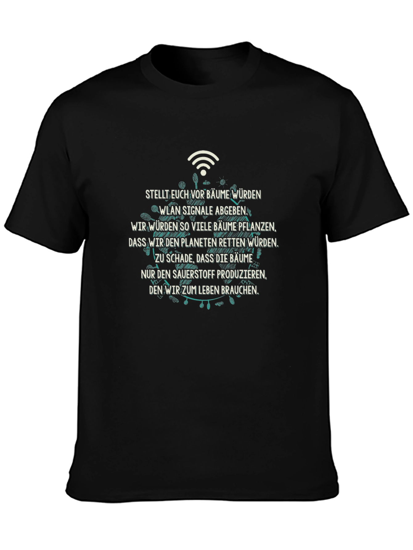 Eco-Friendly Tree WiFi Black T-Shirt