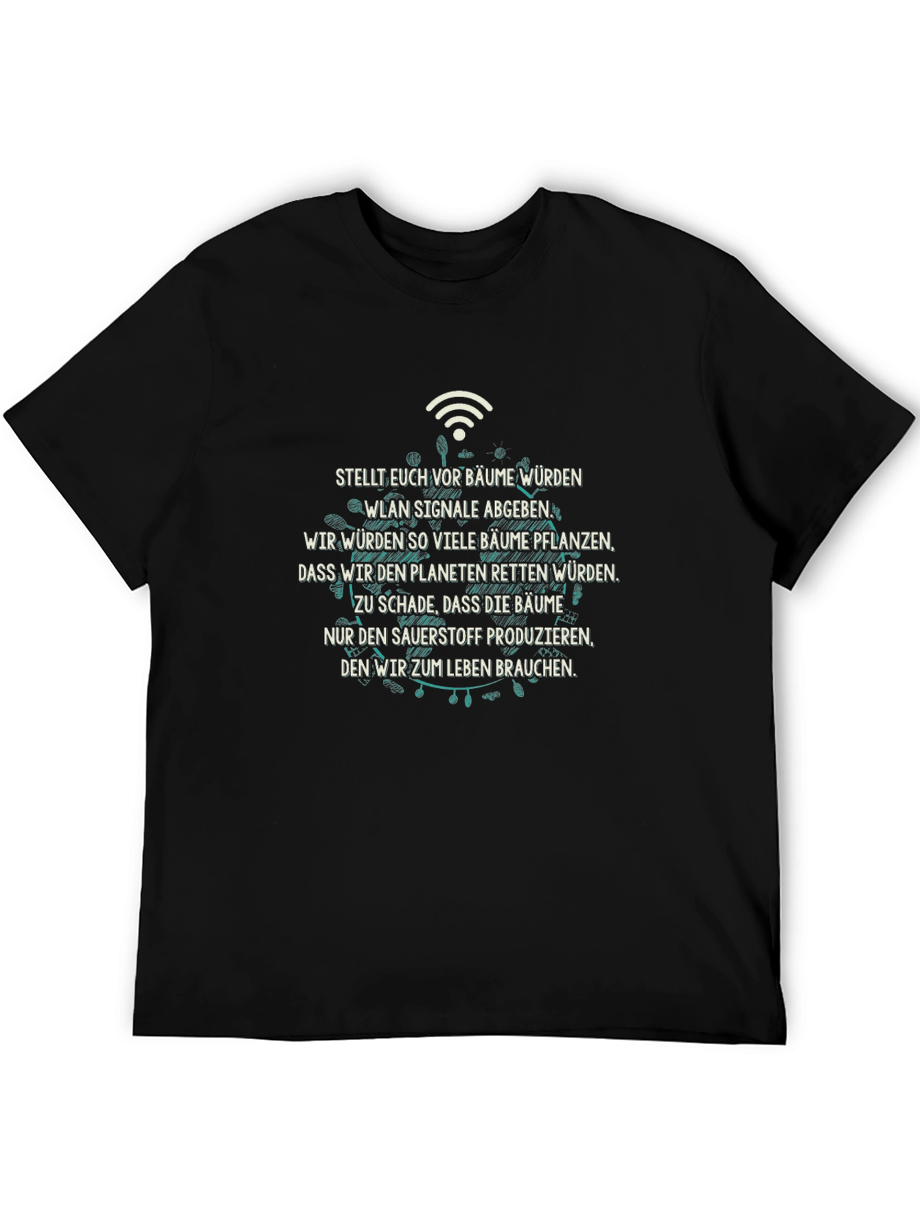 Eco-Friendly Tree WiFi Black T-Shirt