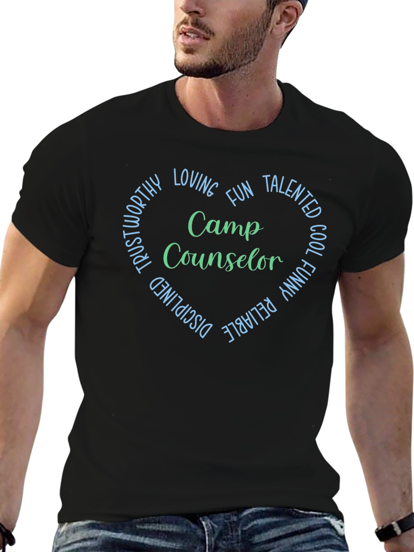 Camp Counselor Heart T-Shirt - Black