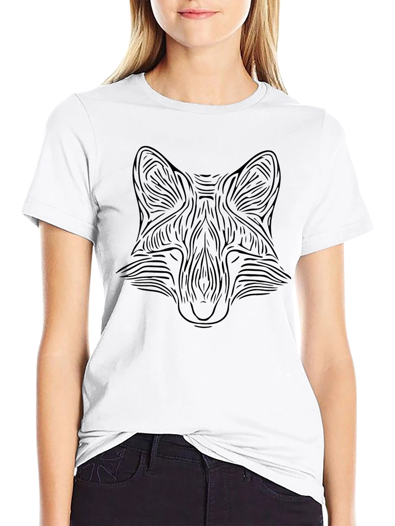 Abstract Fox Graphic Tee - Mens Black T-Shirt