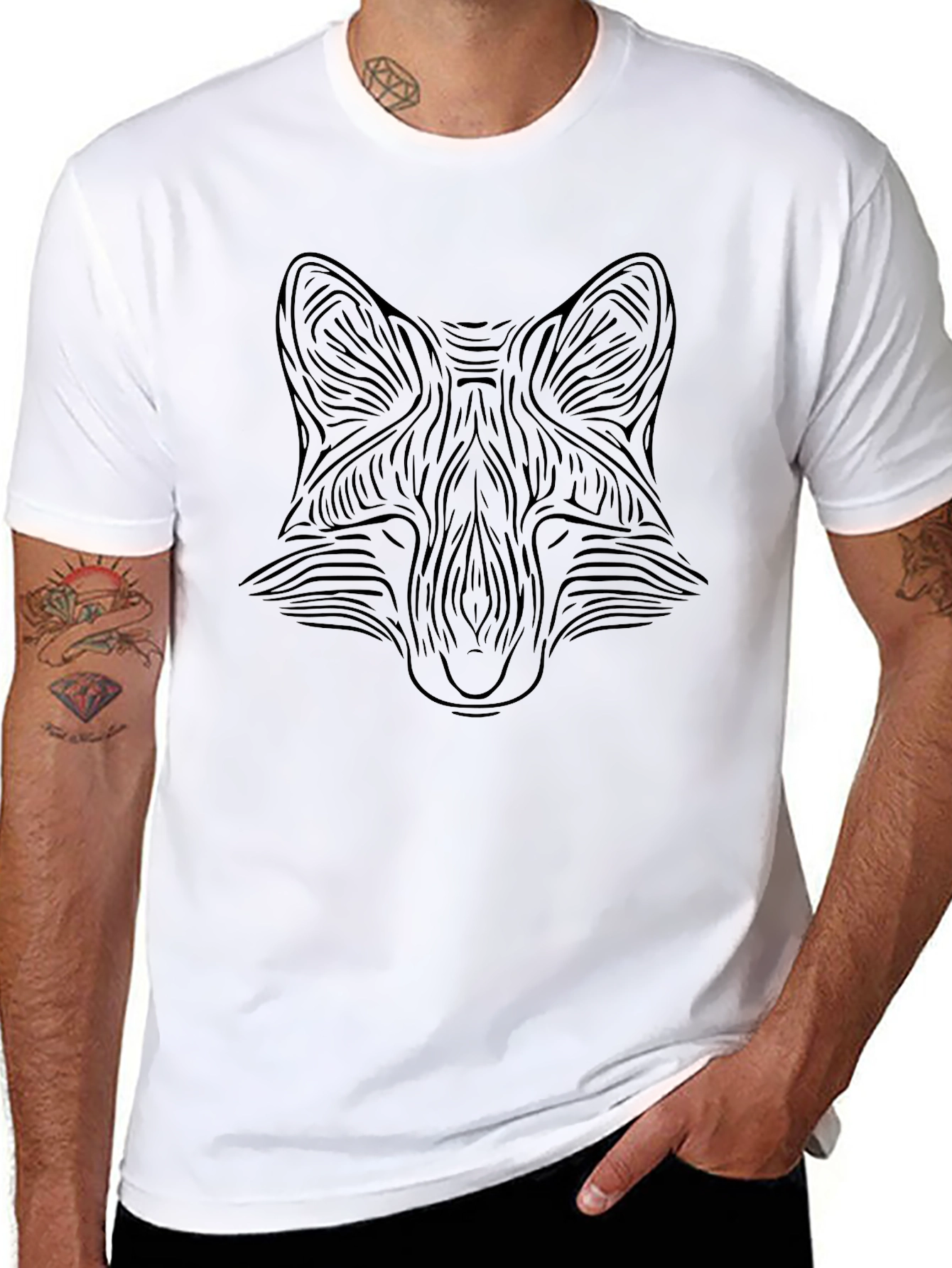 Abstract Fox Graphic Tee - Mens Black T-Shirt