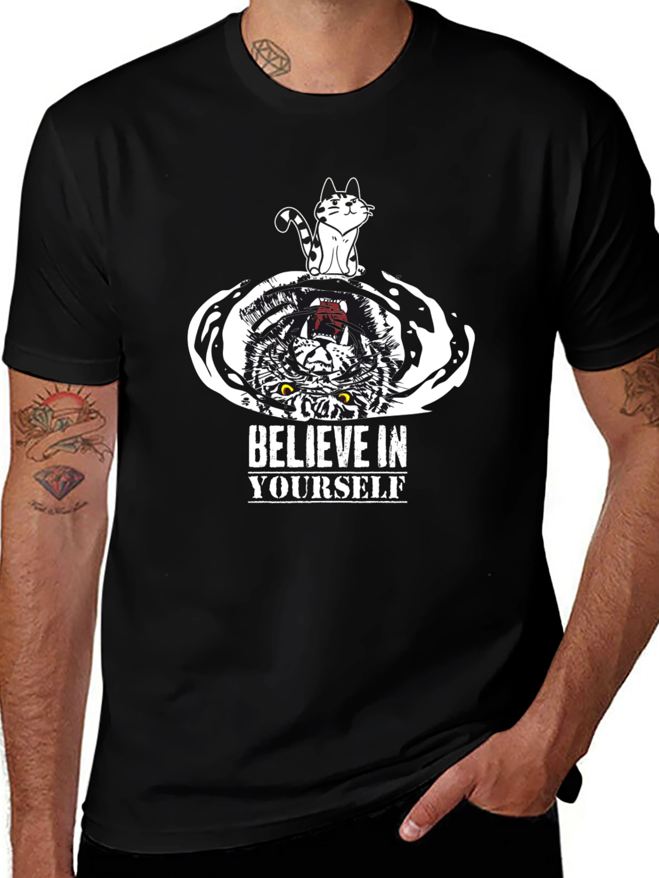 Believe In Yourself Cat and Tiger Graphic Tee