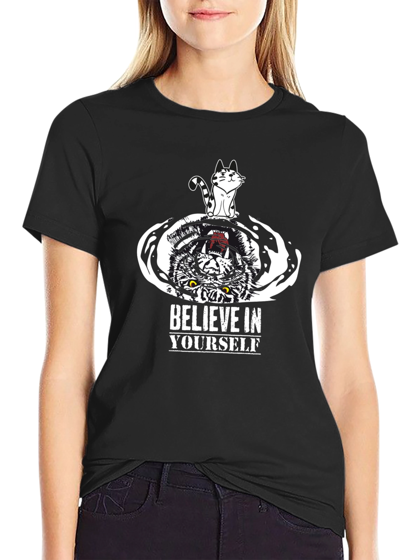 Believe In Yourself Cat and Tiger Graphic Tee