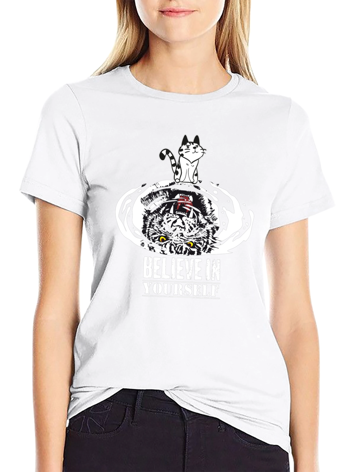 Believe In Yourself Cat and Tiger Graphic Tee