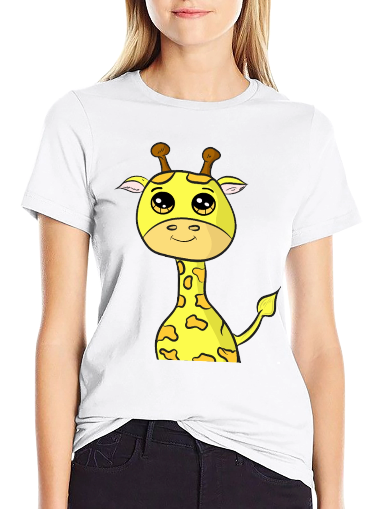 Cute Giraffe Graphic T-Shirt - Black
