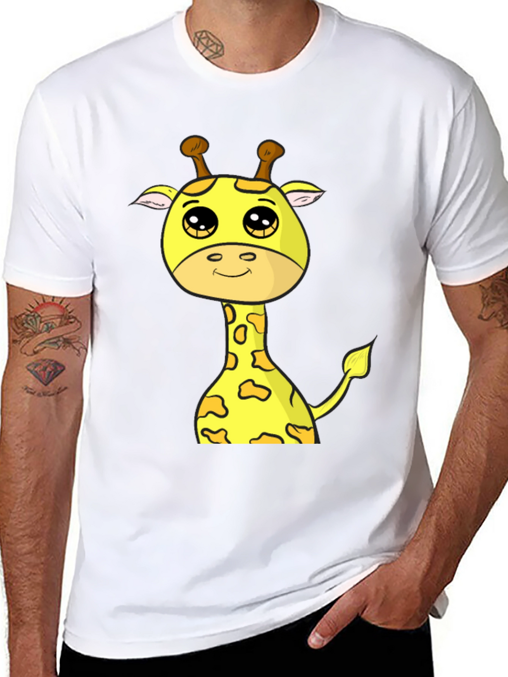Cute Giraffe Graphic T-Shirt - Black