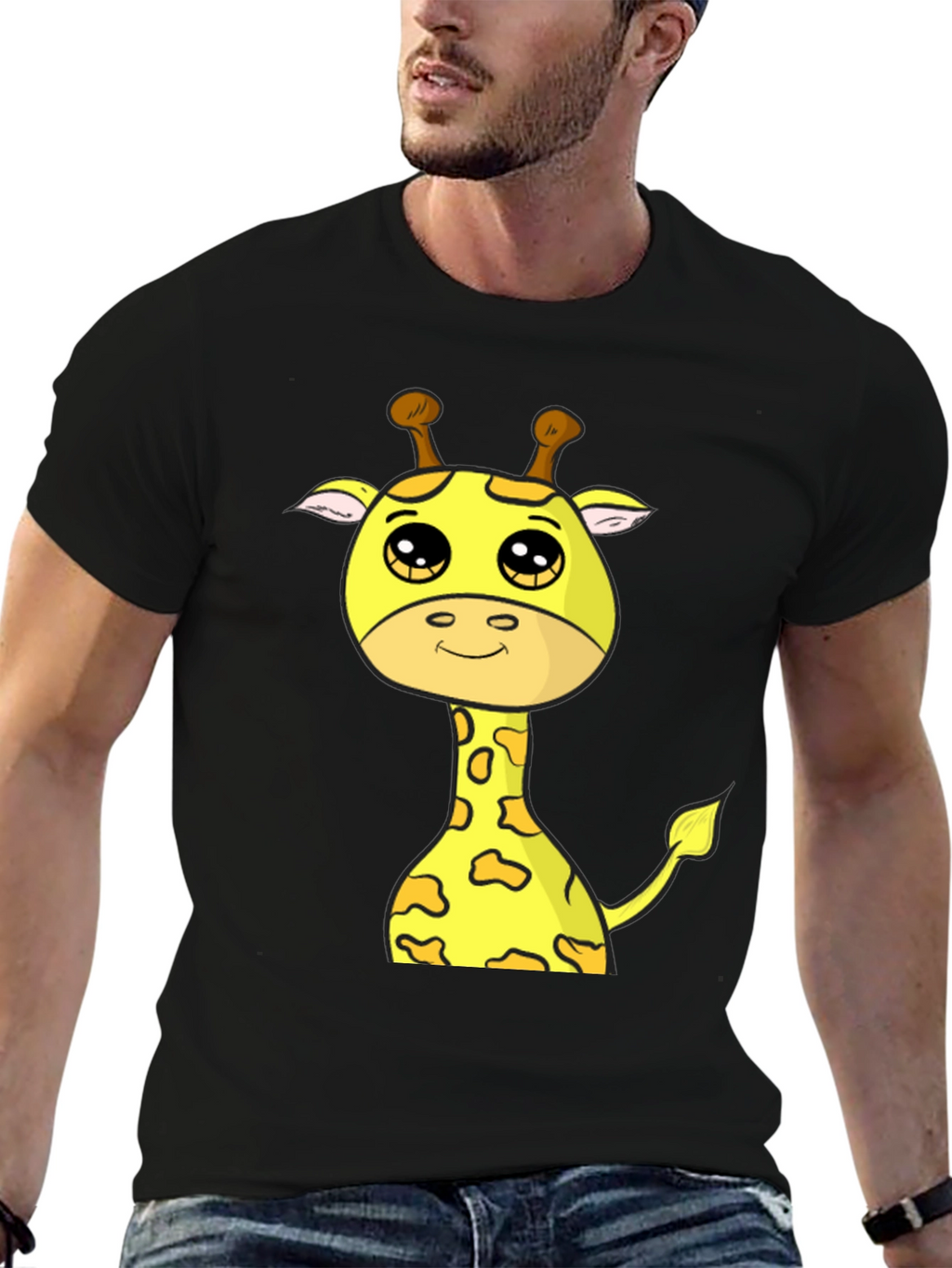 Cute Giraffe Graphic T-Shirt - Black