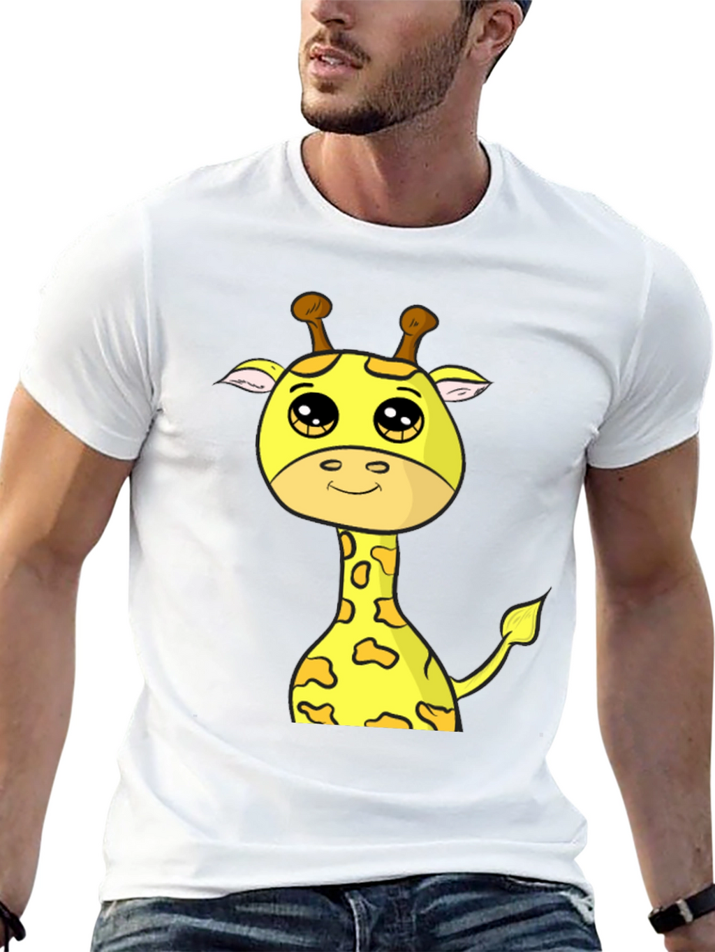 Cute Giraffe Graphic T-Shirt - Black