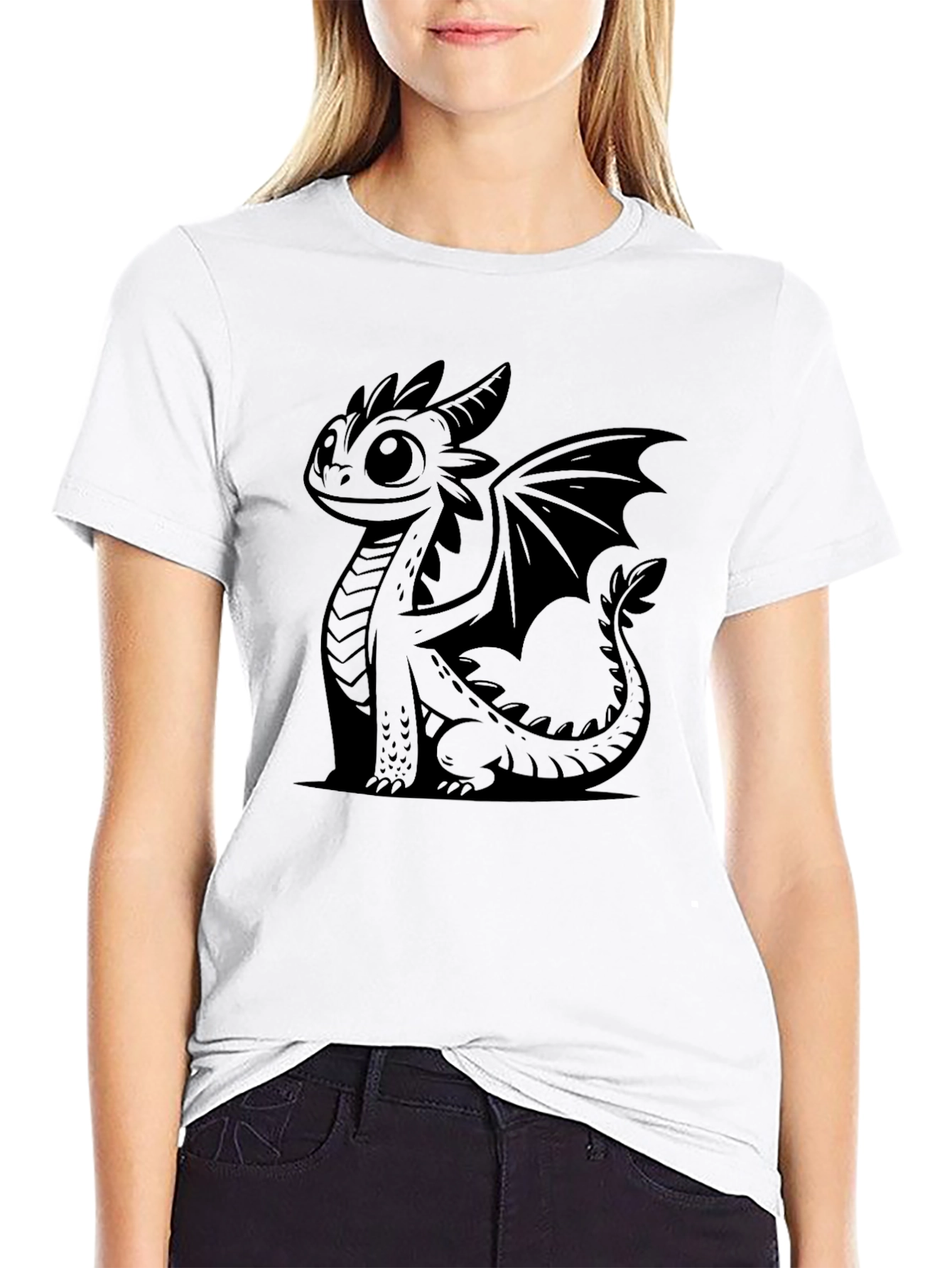 Cute Dragon Graphic Black T-Shirt