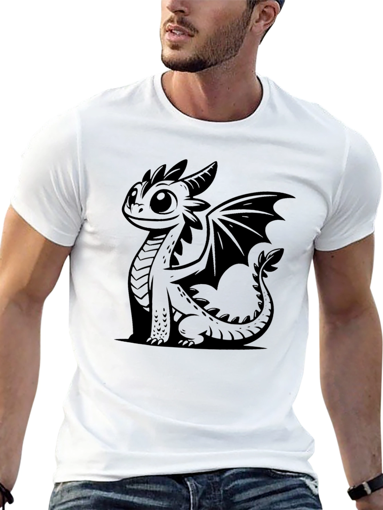 Cute Dragon Graphic Black T-Shirt