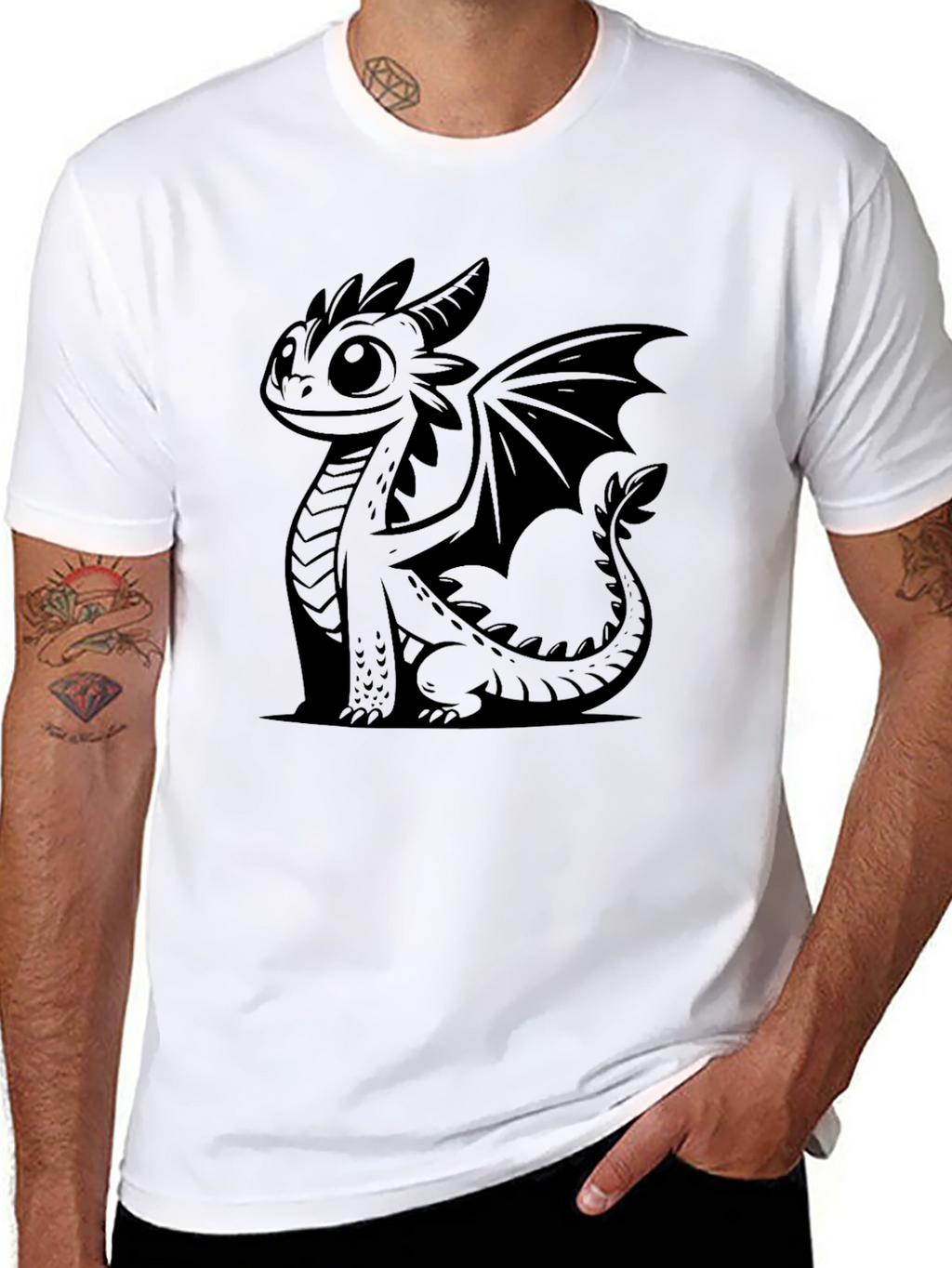 Cute Dragon Graphic Black T-Shirt