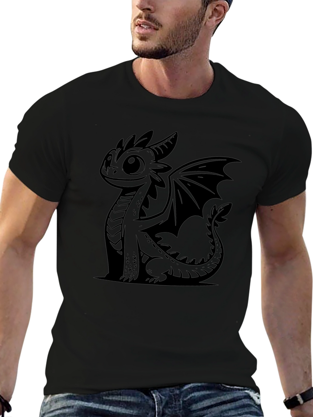 Cute Dragon Graphic Black T-Shirt