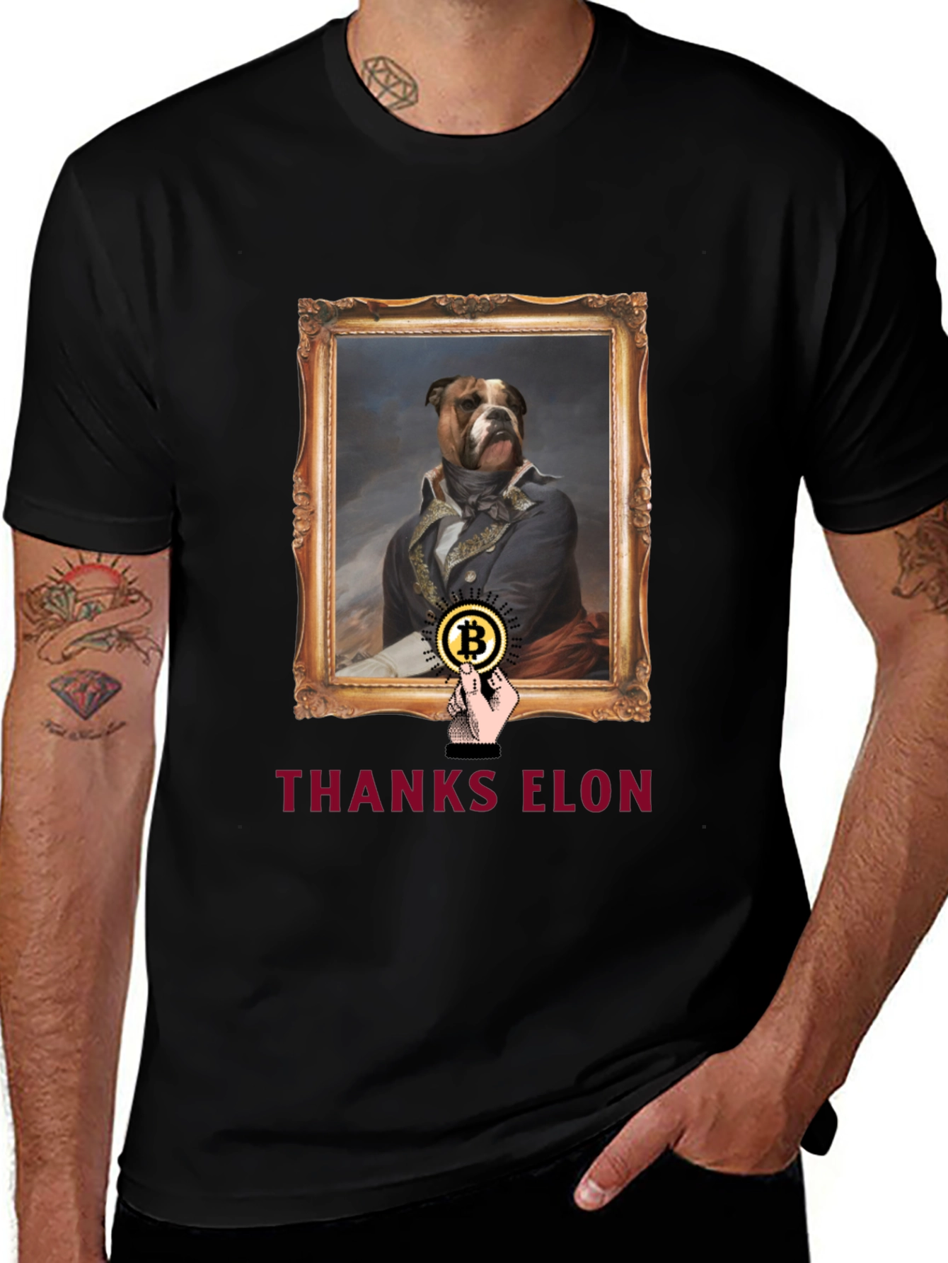 Dog Painting Bitcoin T-Shirt - Thanks Elon Tee