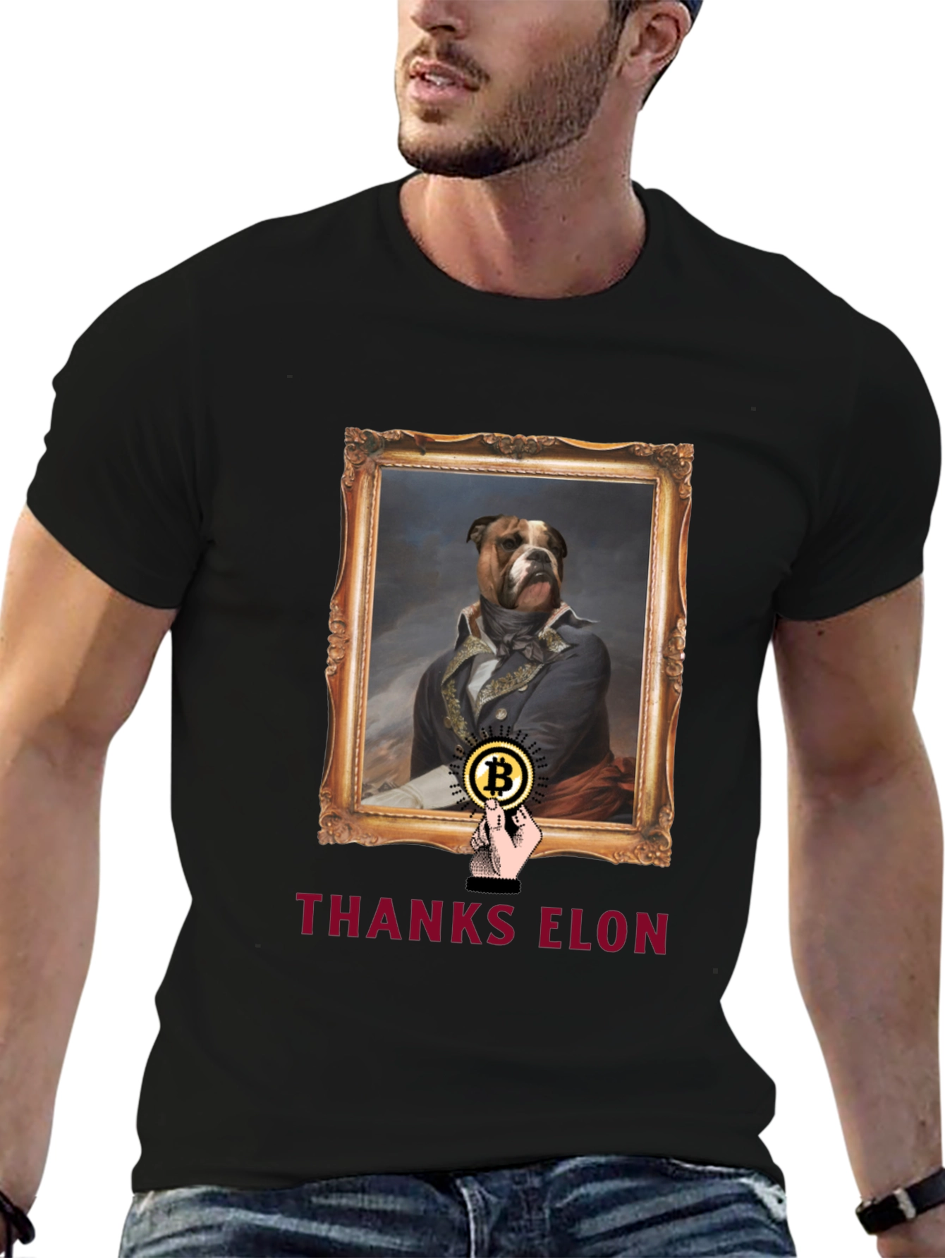 Dog Painting Bitcoin T-Shirt - Thanks Elon Tee