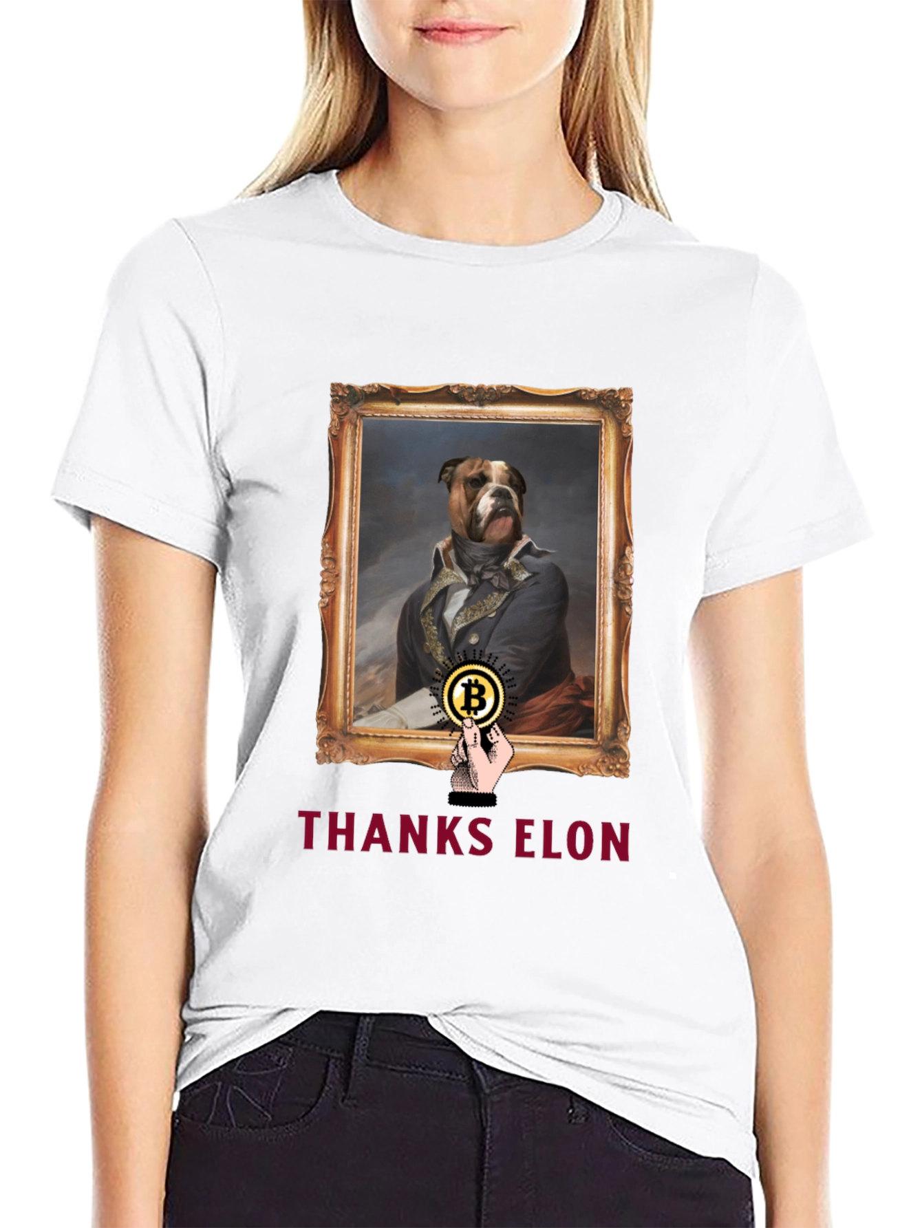 Dog Painting Bitcoin T-Shirt - Thanks Elon Tee