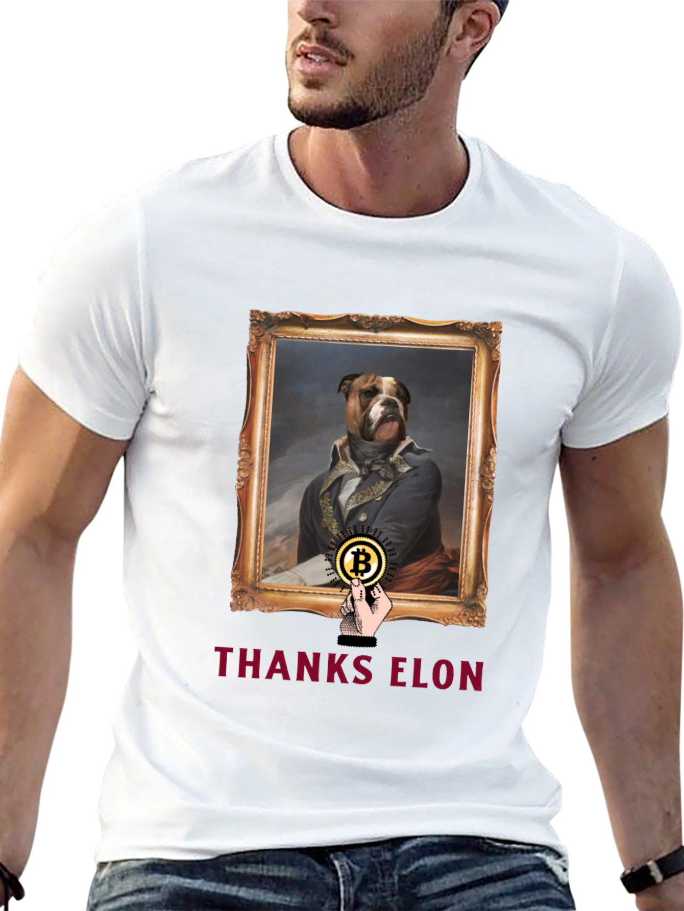 Dog Painting Bitcoin T-Shirt - Thanks Elon Tee