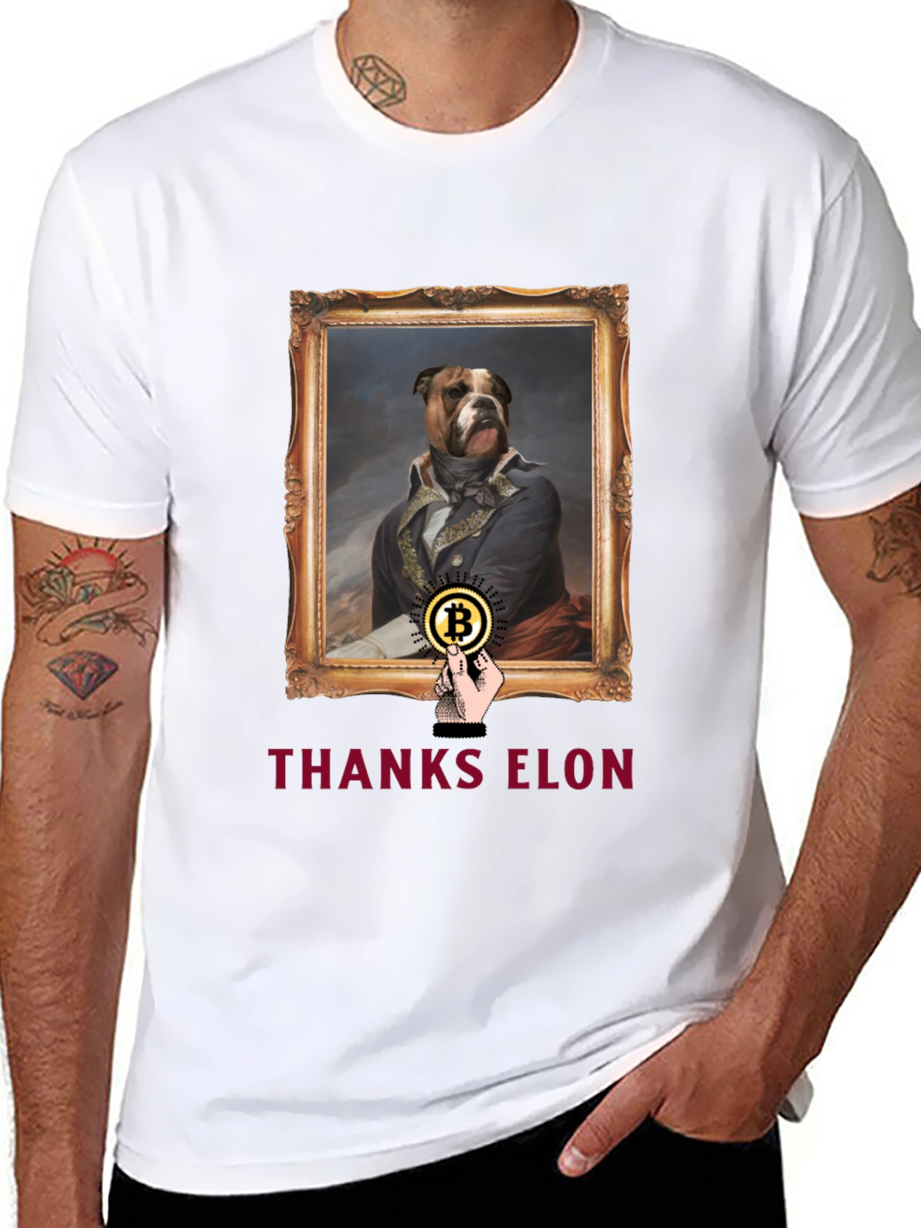 Dog Painting Bitcoin T-Shirt - Thanks Elon Tee