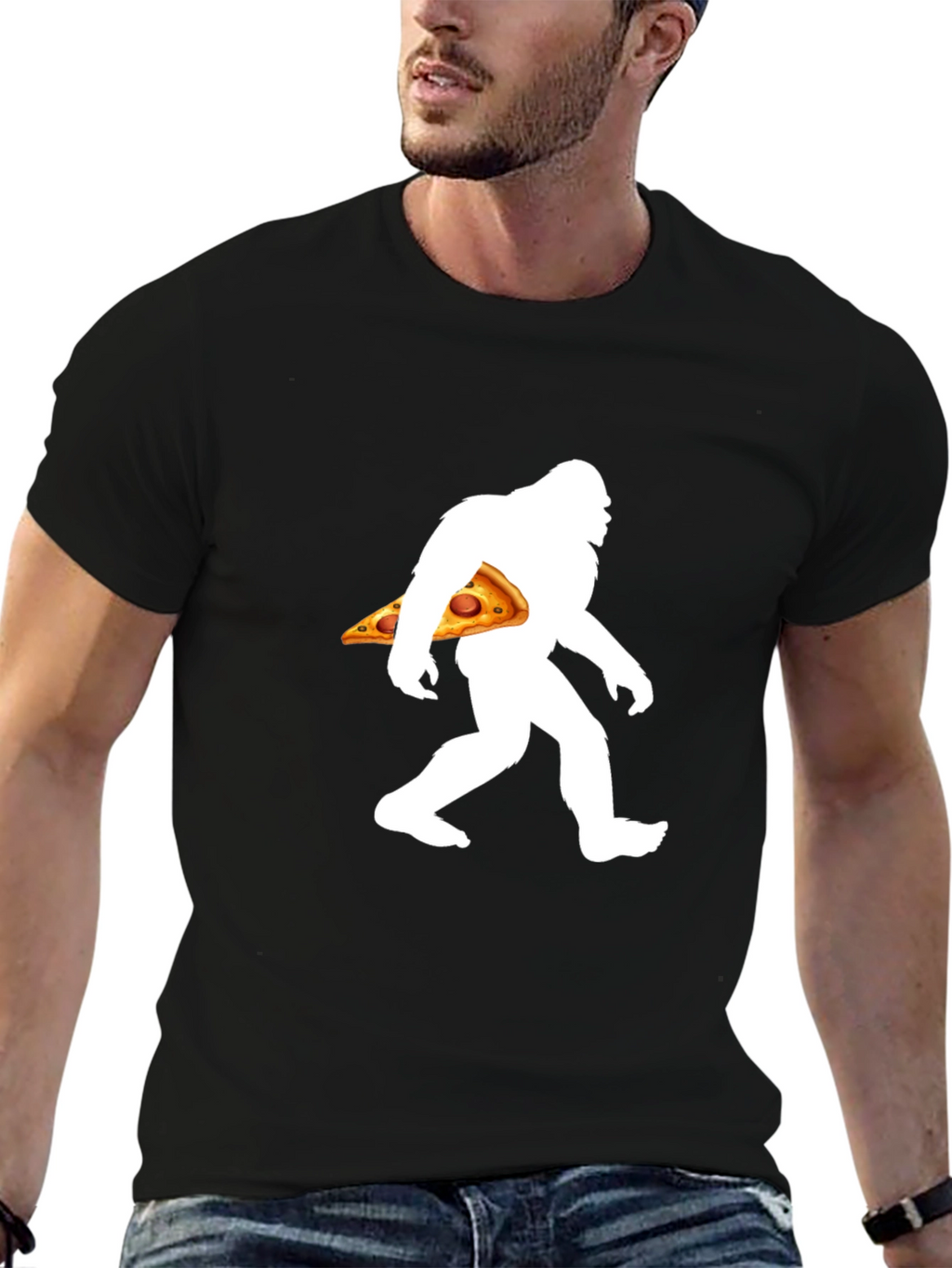 Bigfoot Pizza Graphic T-Shirt