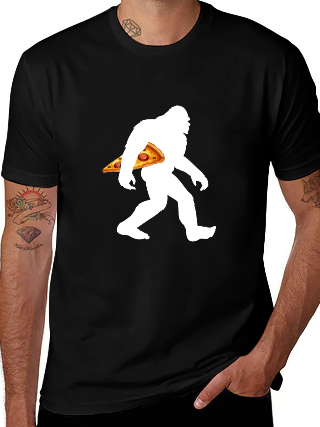 Bigfoot Pizza Graphic T-Shirt