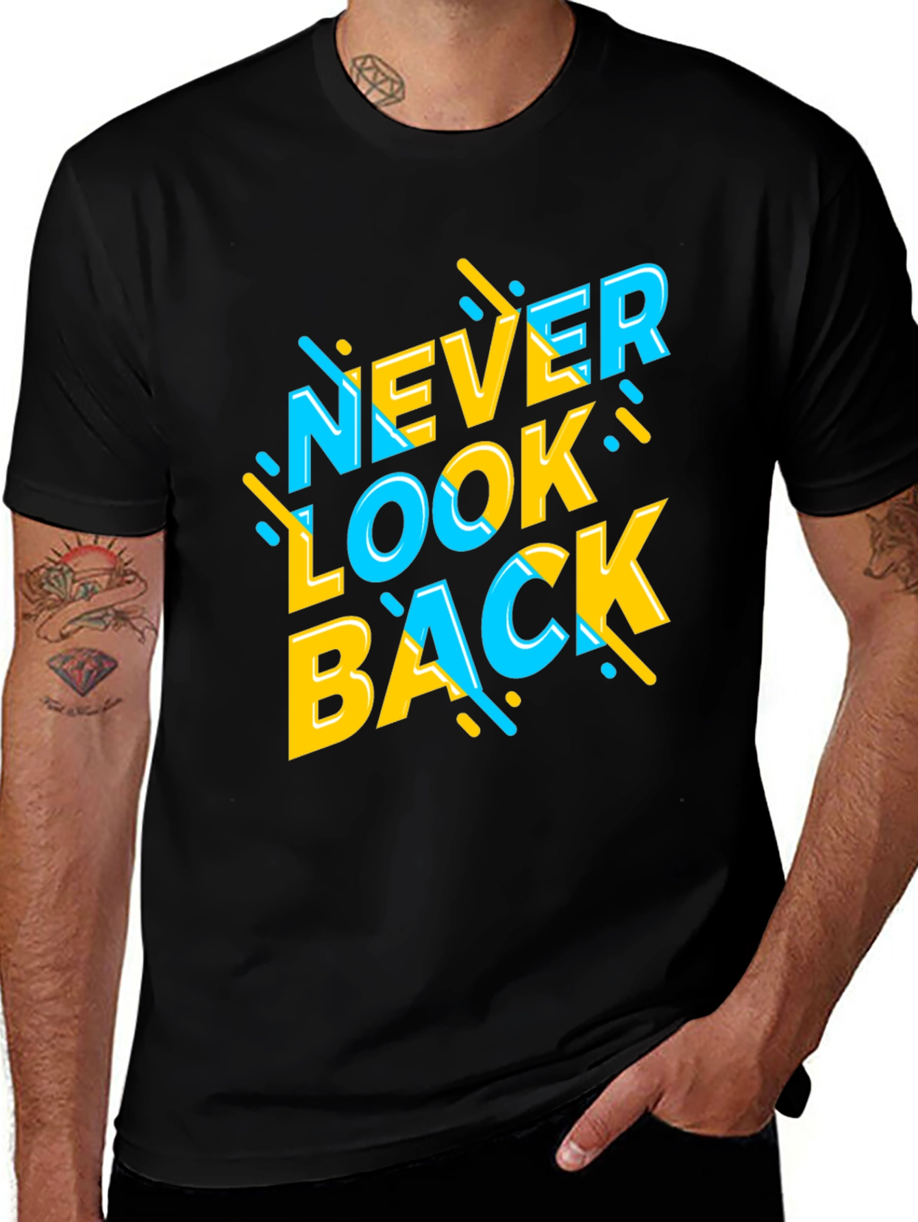 Never Look Back Graphic Tee - Stylish Black T-Shirt