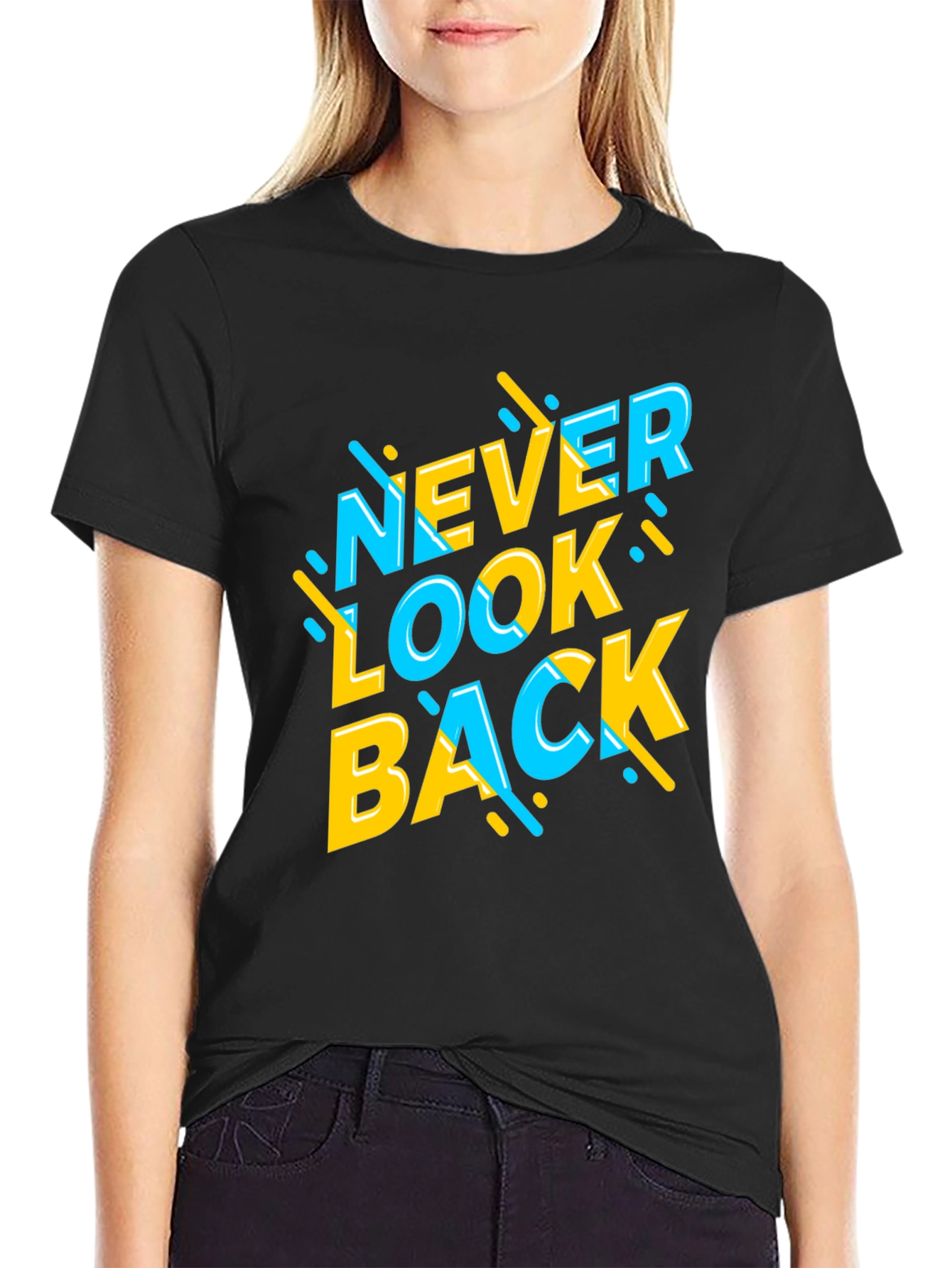 Never Look Back Graphic Tee - Stylish Black T-Shirt