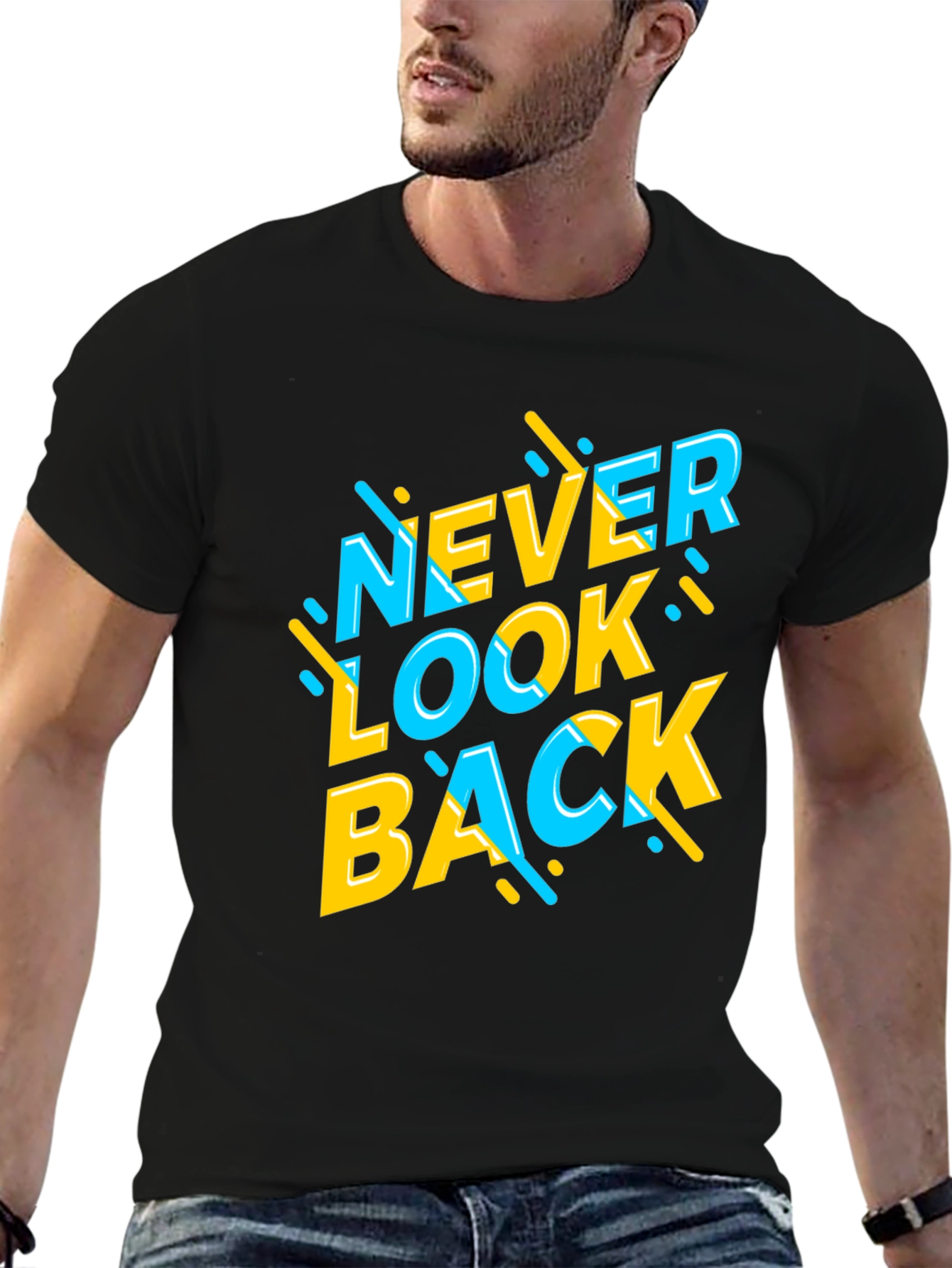 Never Look Back Graphic Tee - Stylish Black T-Shirt
