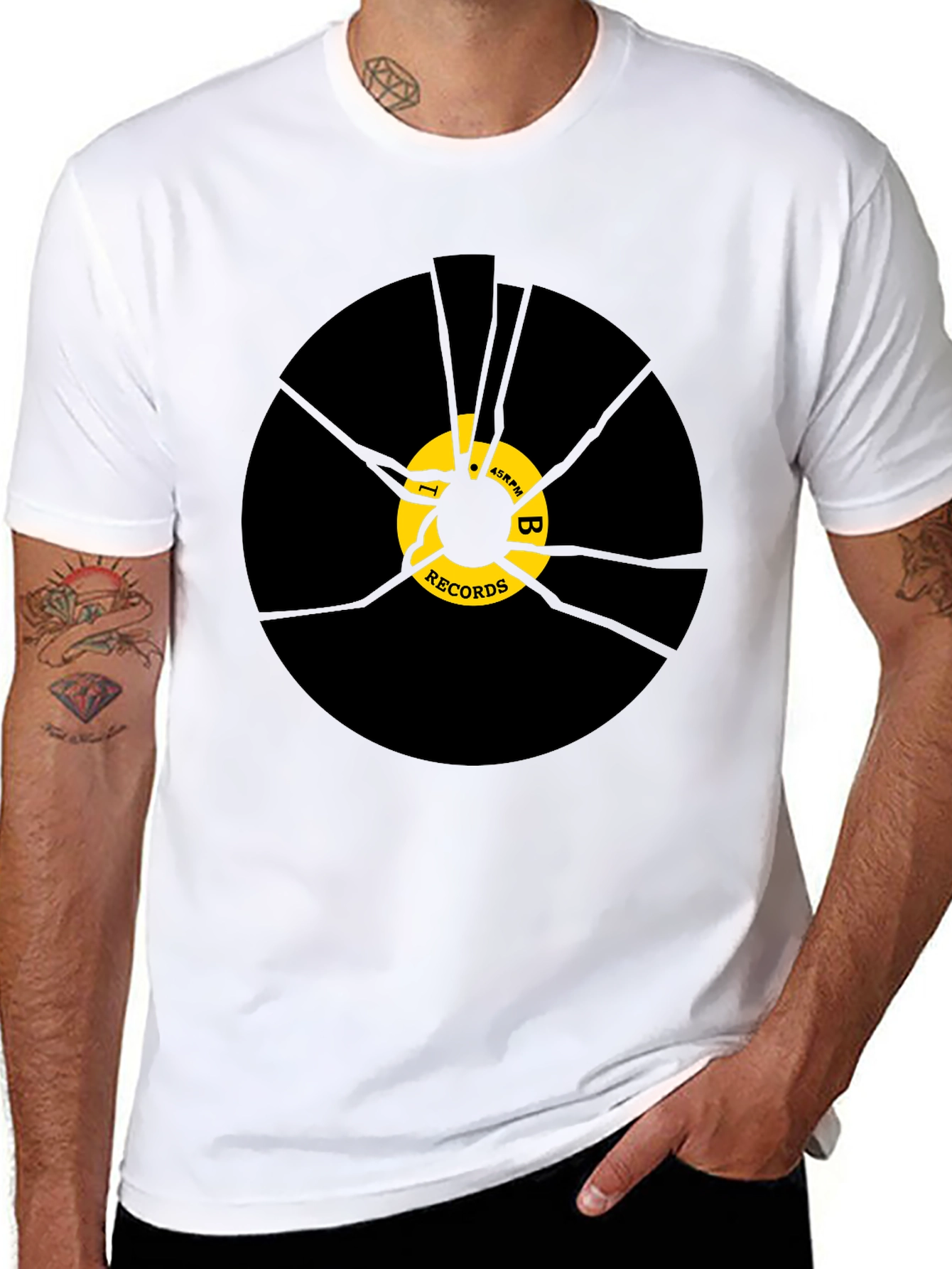 Cracked Vinyl Record T-Shirt - 45RPM Music Tee