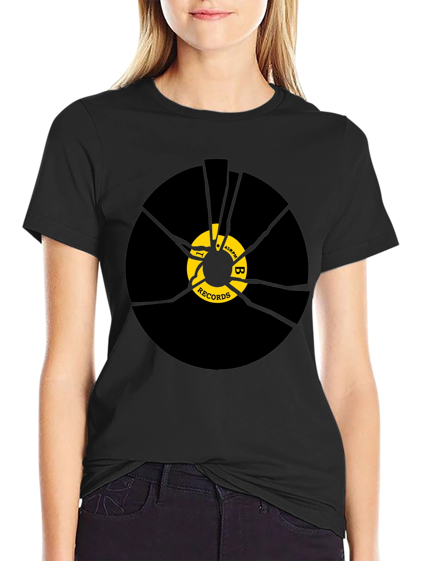 Cracked Vinyl Record T-Shirt - 45RPM Music Tee