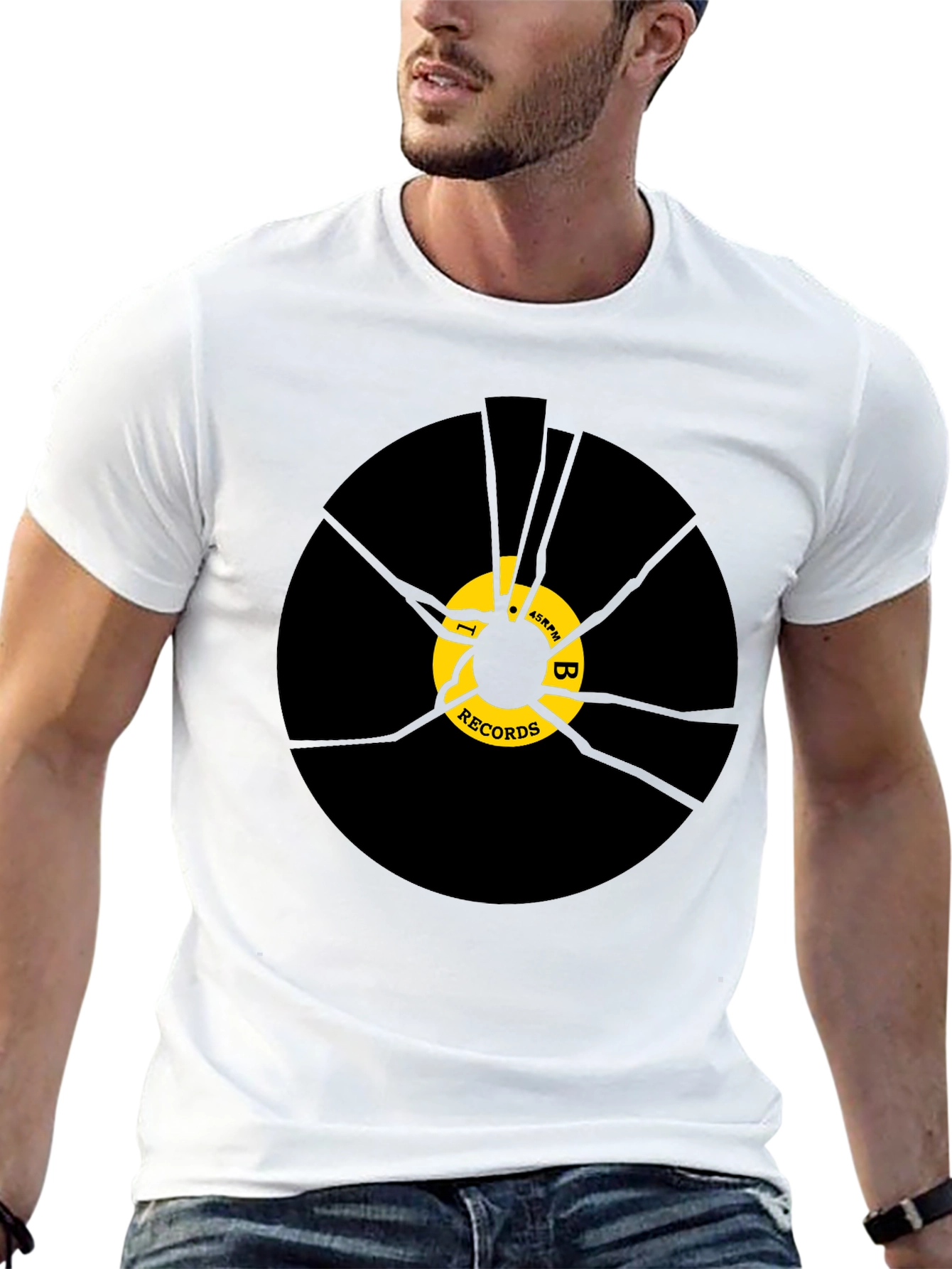 Cracked Vinyl Record T-Shirt - 45RPM Music Tee