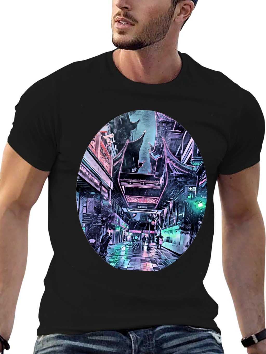 Cyberpunk Cityscape T-Shirt