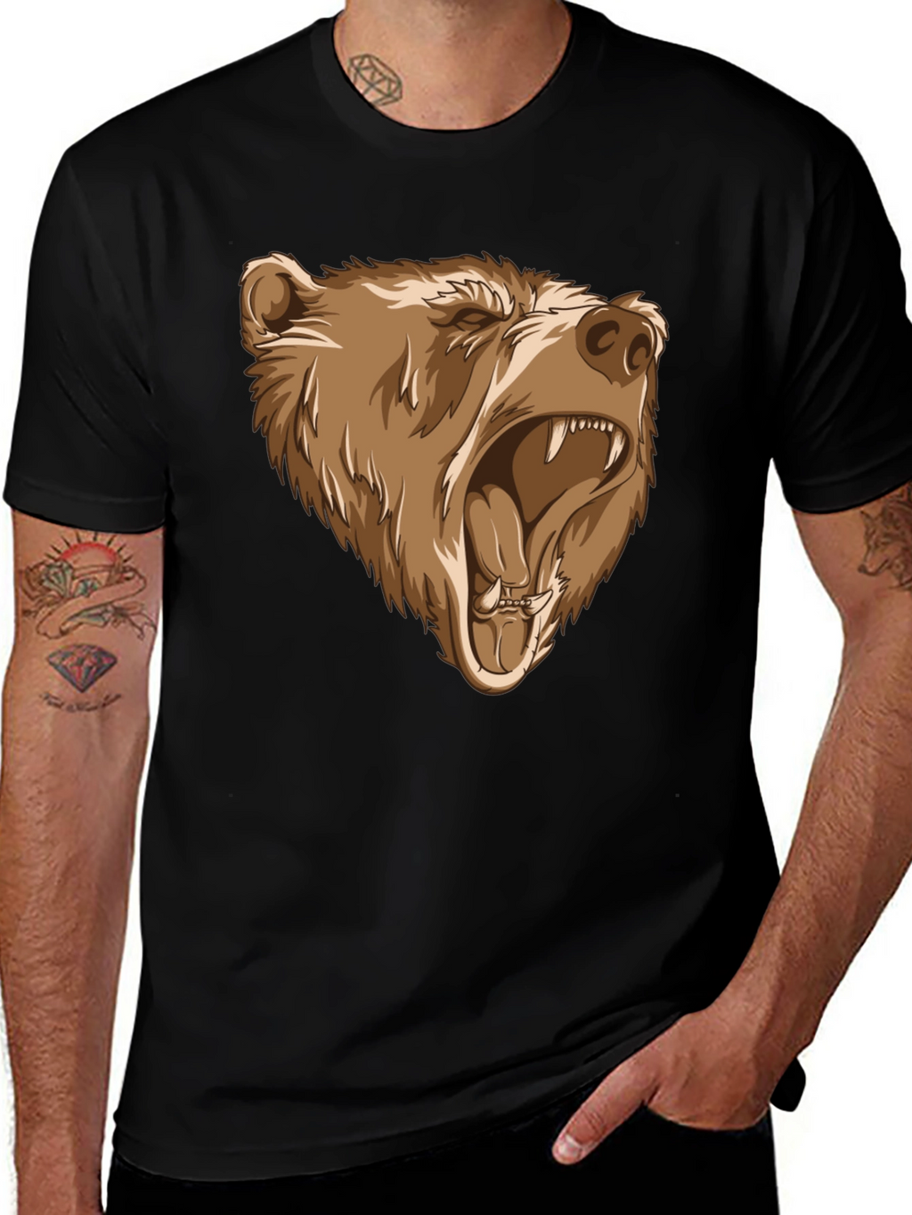 Bear Graphic Tee - Black