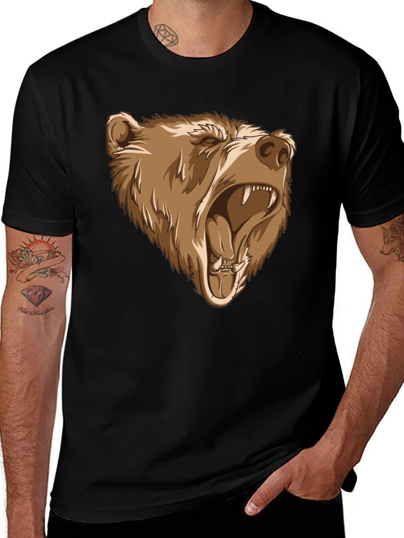 Bear Graphic Tee - Black